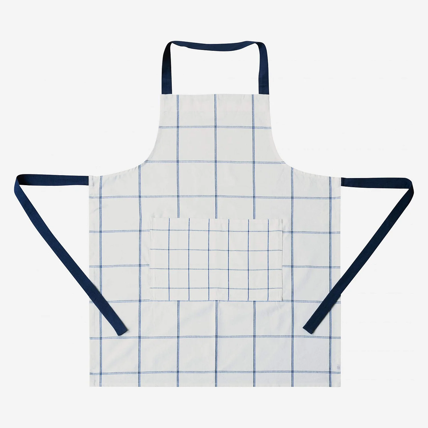 Katoenen schort - Wit met blauwe ruitjes - 1