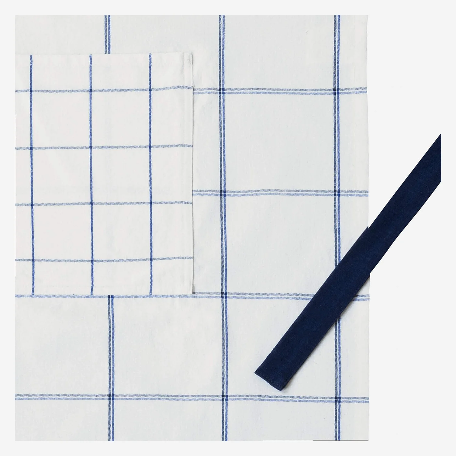 Katoenen schort - Wit met blauwe ruitjes - 2