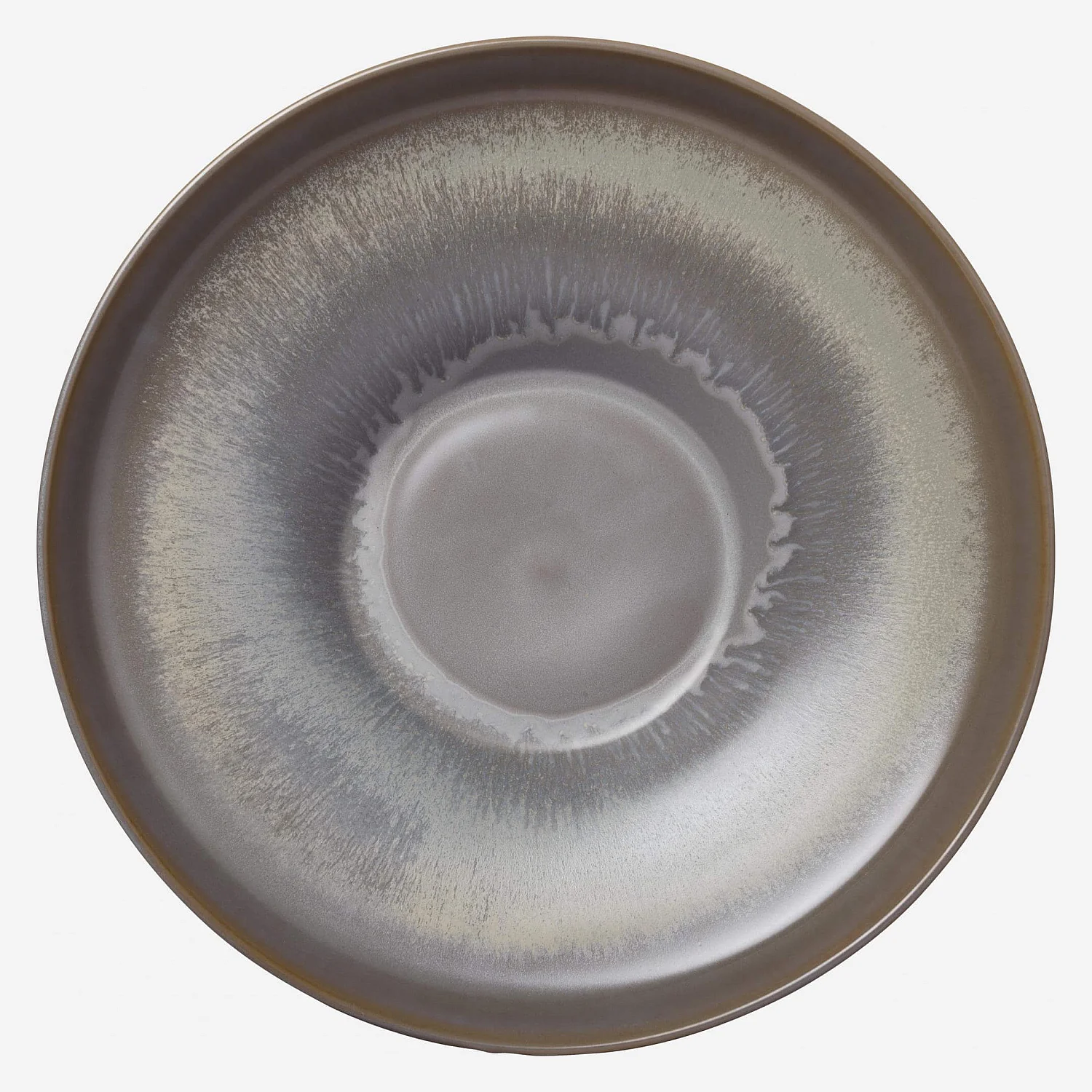 Prato de serviço redondo em grés - 33 cm - Azul e castanho - 6