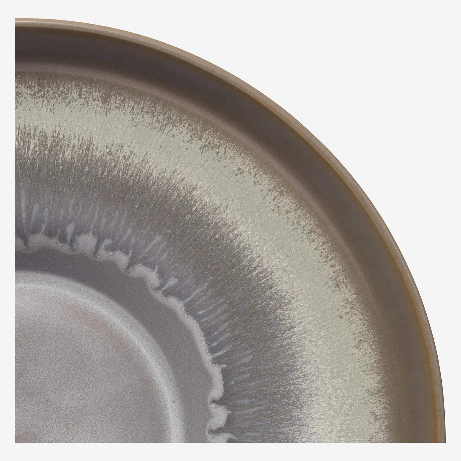 Prato de serviço redondo em grés - 33 cm - Azul e castanho - 3