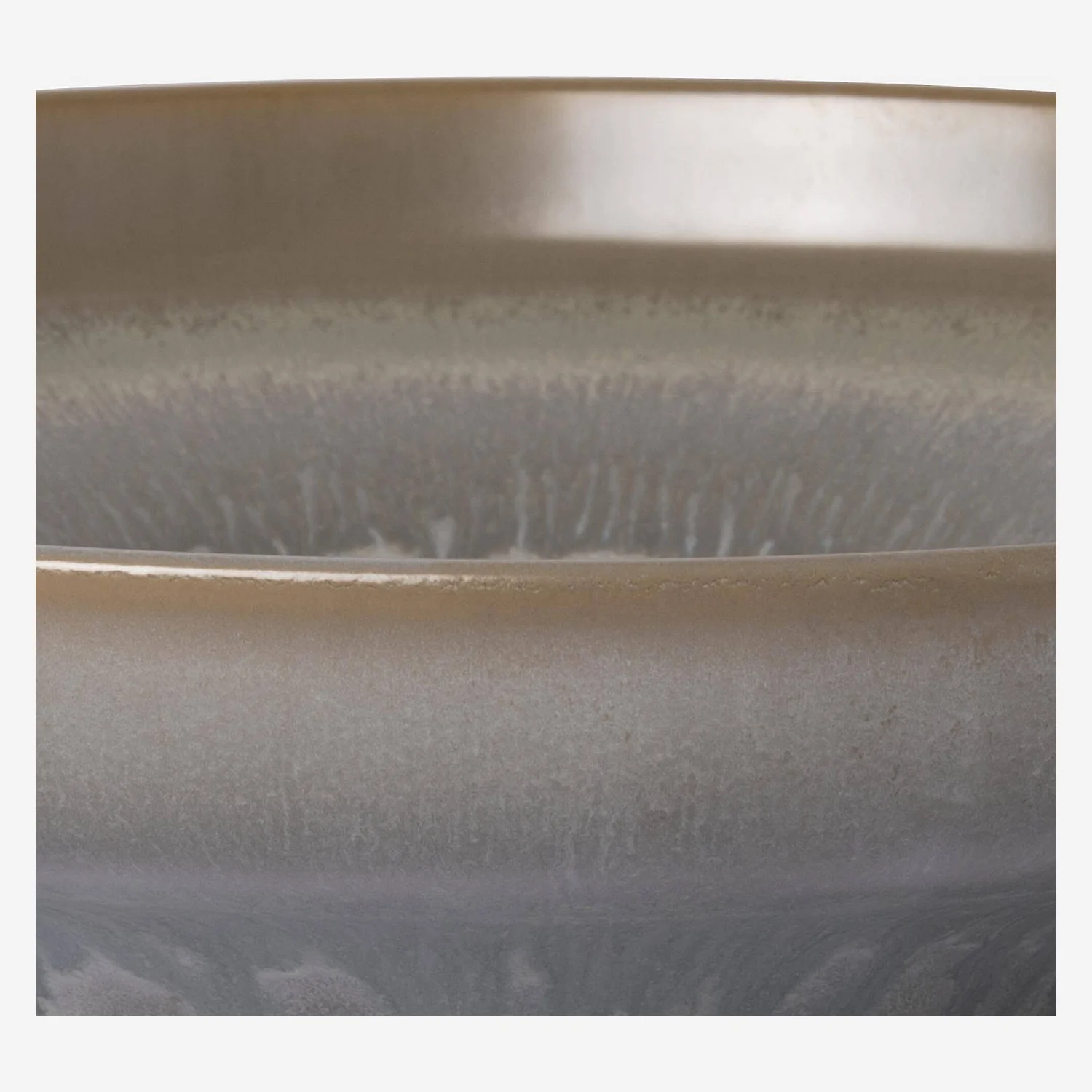 Prato de serviço redondo em grés - 33 cm - Azul e castanho - 4