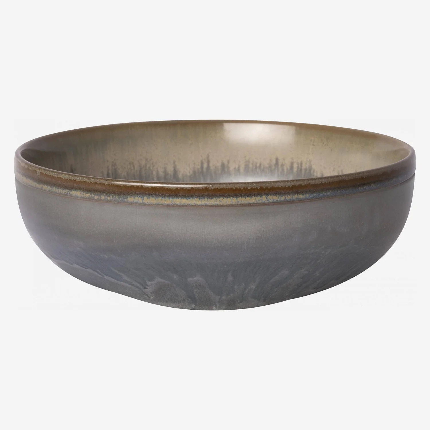 Bol en grès - 17,5 cm - Bleu et marron - 2