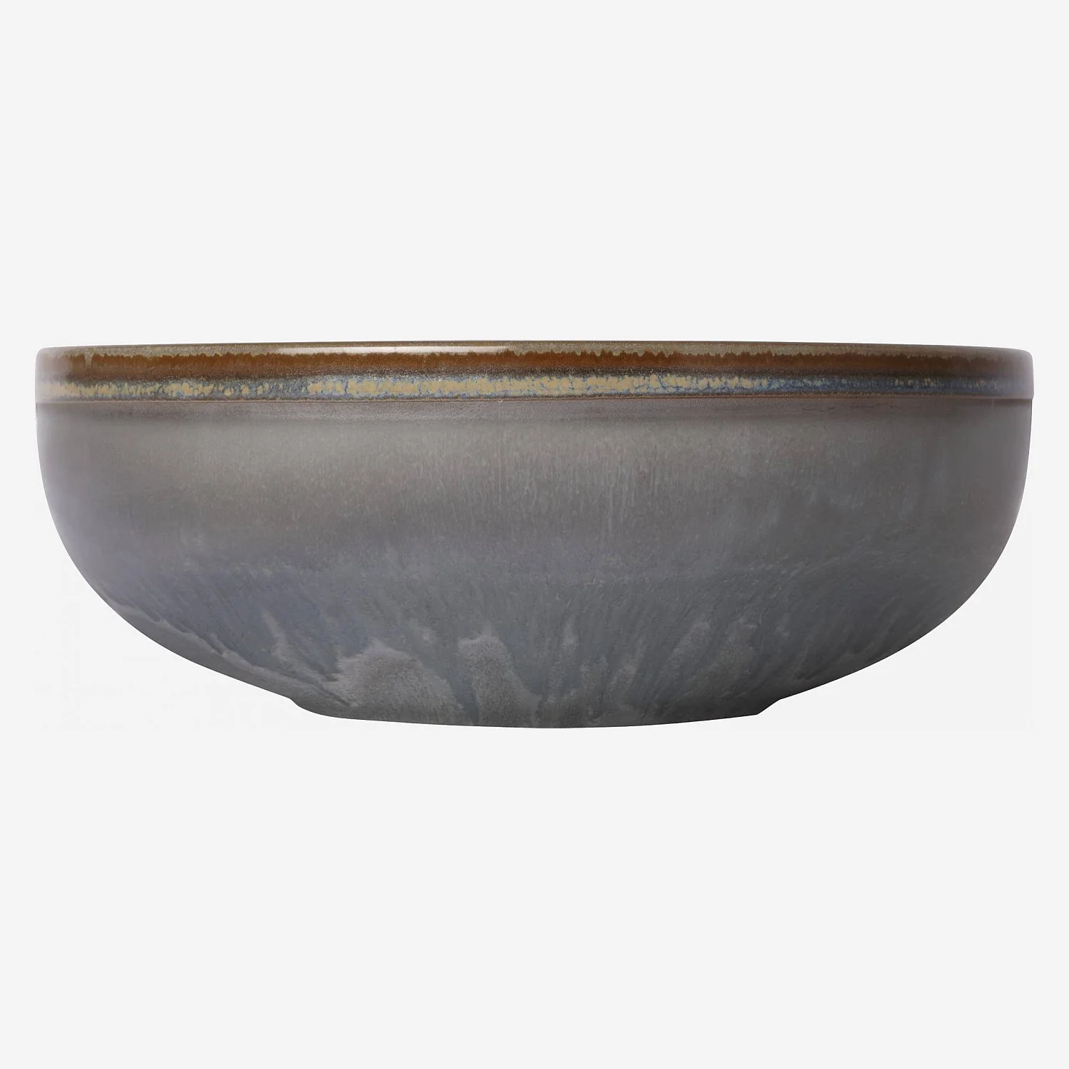 Bol en grès - 17,5 cm - Bleu et marron - 5