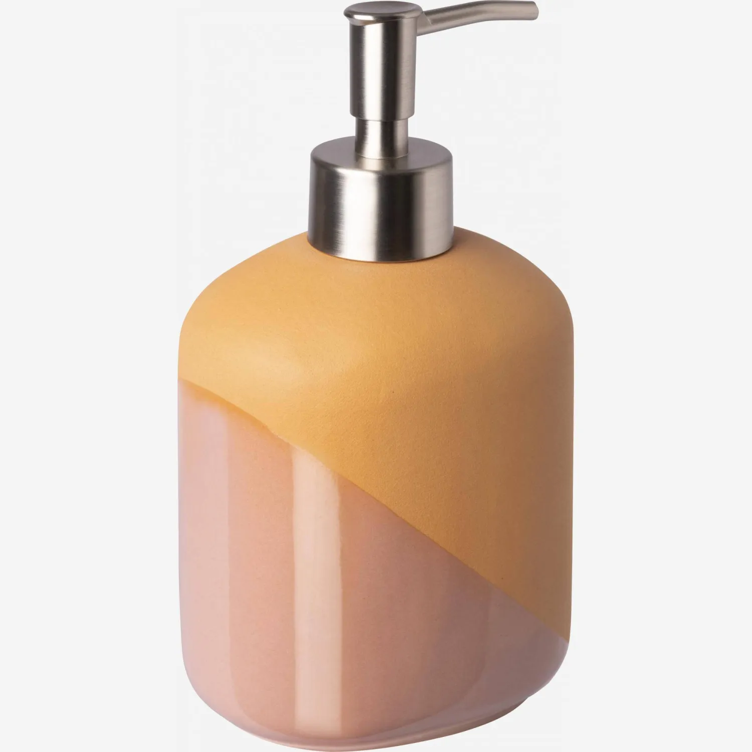 Distributeur de savon en faïence - Orange et rose