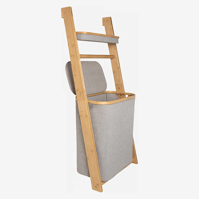 Scaffale bagno con scomparti in bambù - Grigio screziato - 5