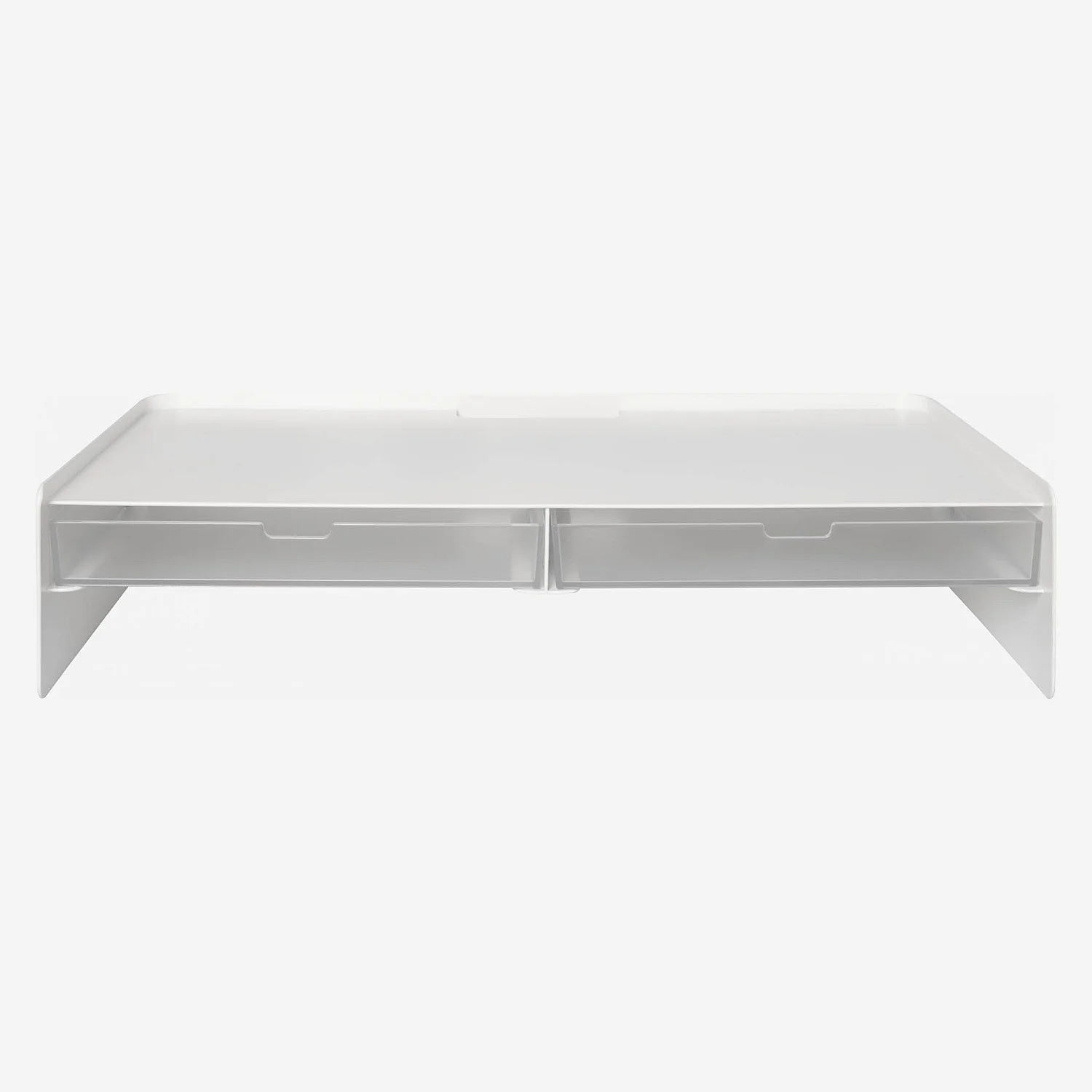 Support pour écran avec 2 tiroirs en métal - Blanc - 2