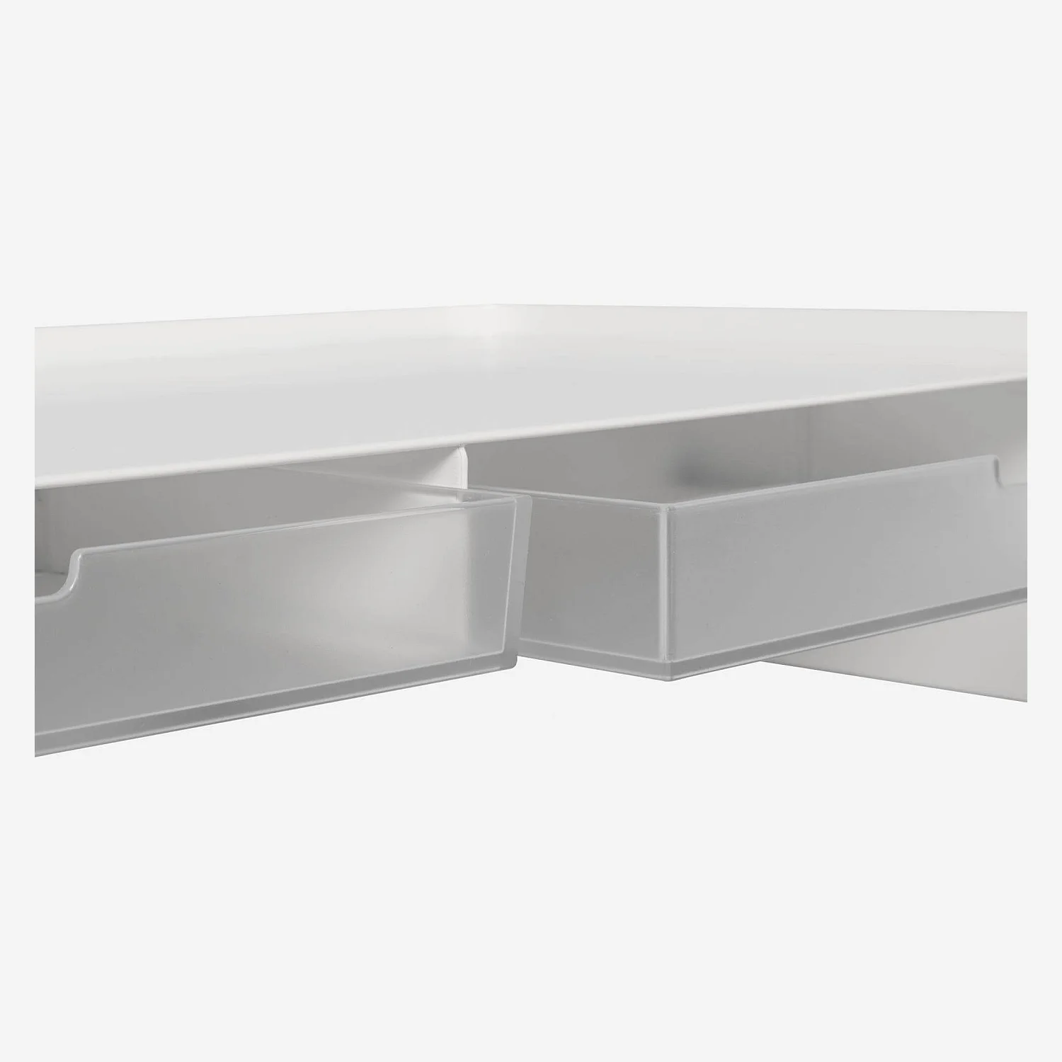 Support pour écran avec 2 tiroirs en métal - Blanc - 6