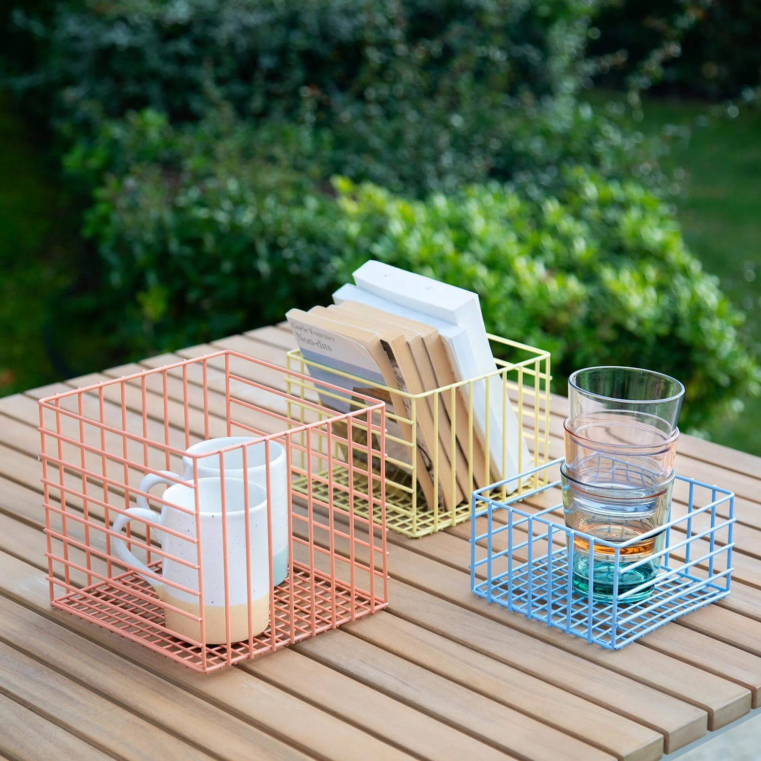 Lot de 3 paniers de rangement en métal - Multicolore - 1