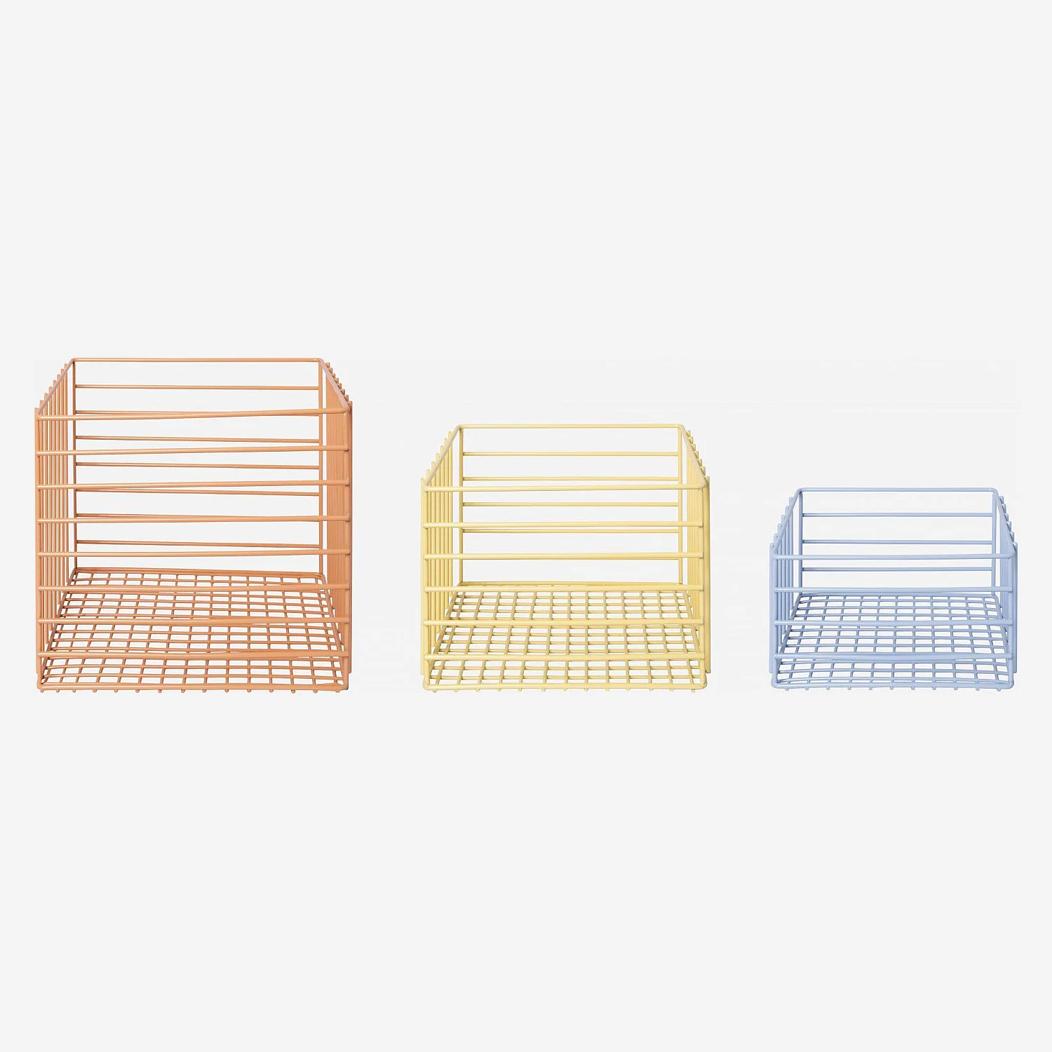 Lot de 3 paniers de rangement en métal - Multicolore - 2