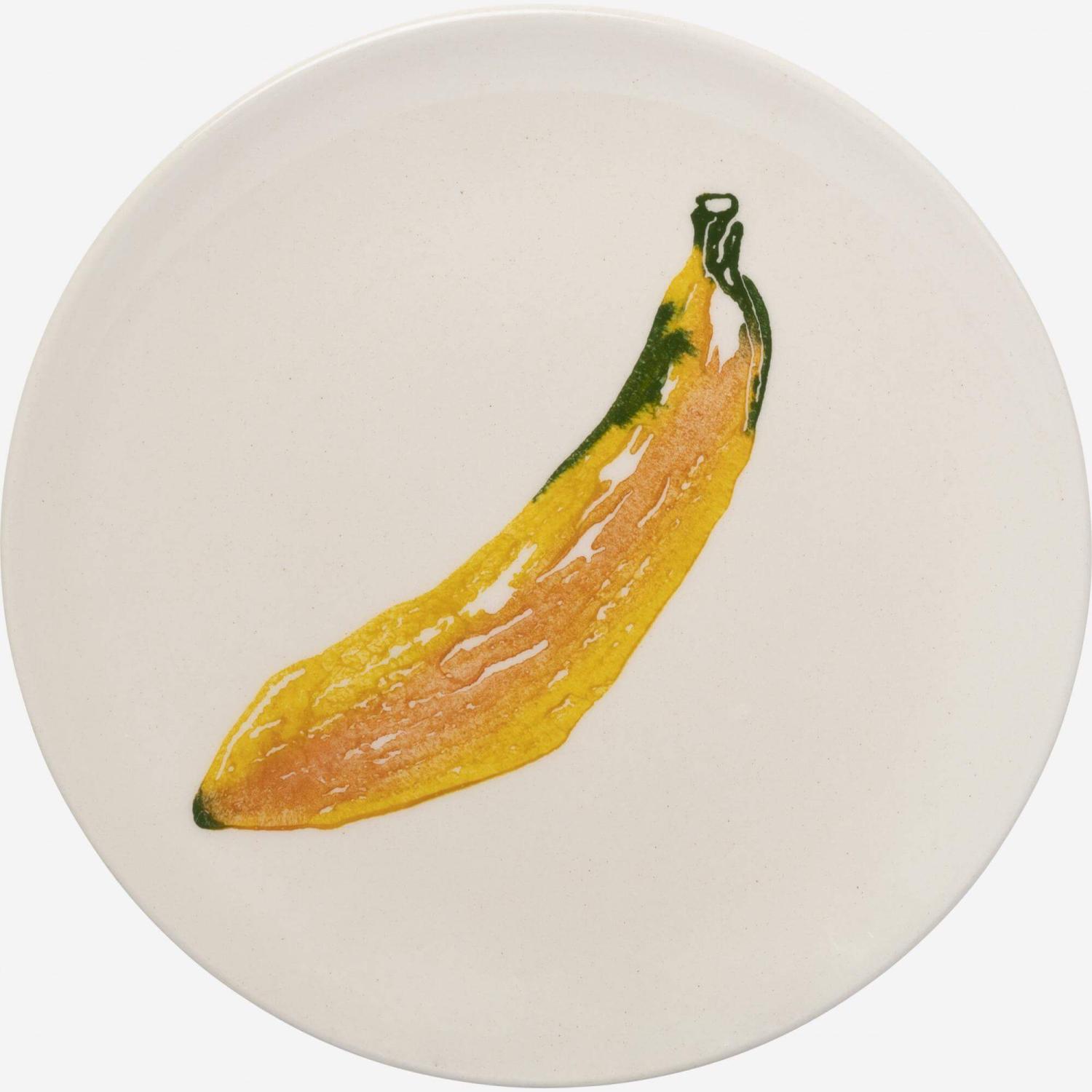 Assiette à dessert en faïence - 21 cm - Motif banane - Design by Floriane Jacques