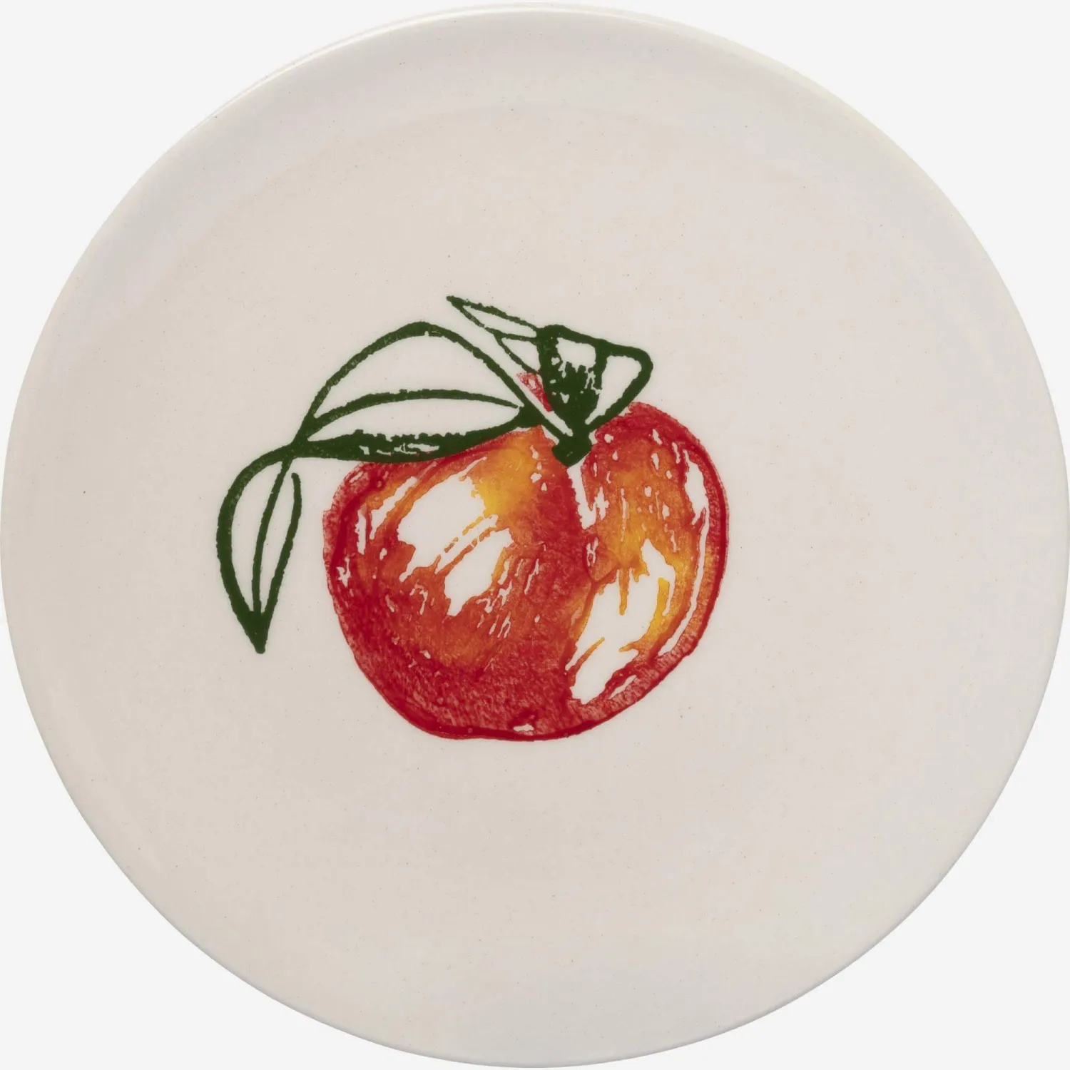 Plato de postre de loza - 21 cm - Dibujo manzana - Design by Floriane Jacques