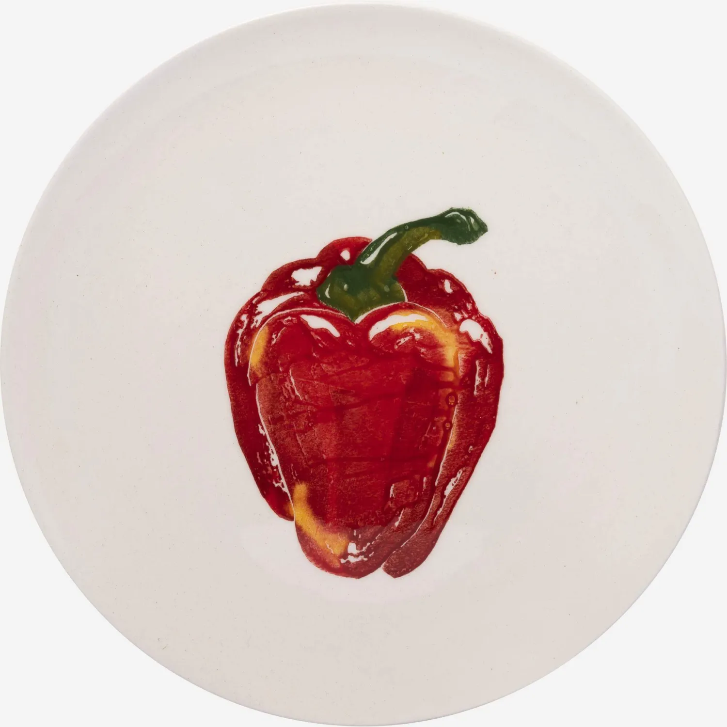 Assiette plate en faïence - 26 cm - Motif poivron - Design by Floriane Jacques