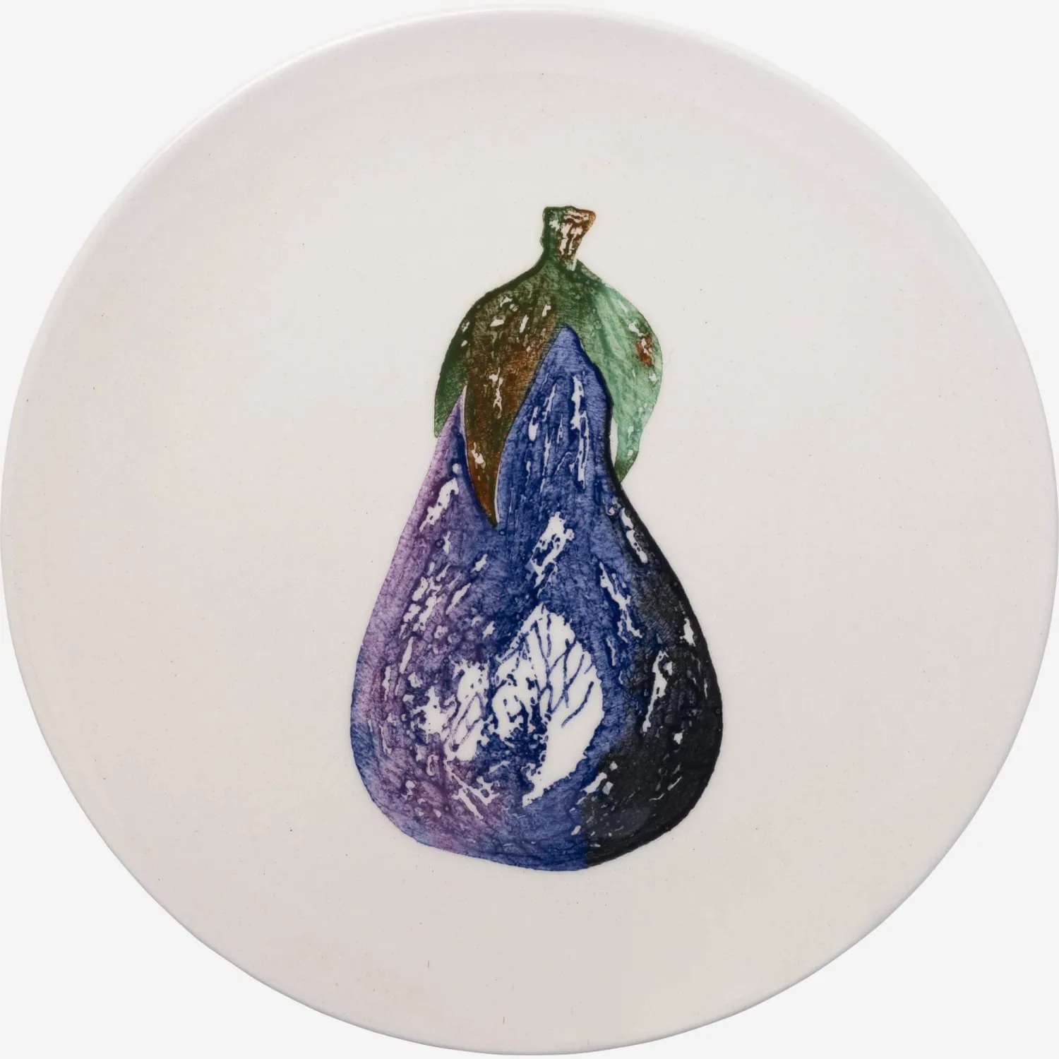 Assiette plate en faïence - 26 cm - Motif aubergine - Design by Floriane Jacques