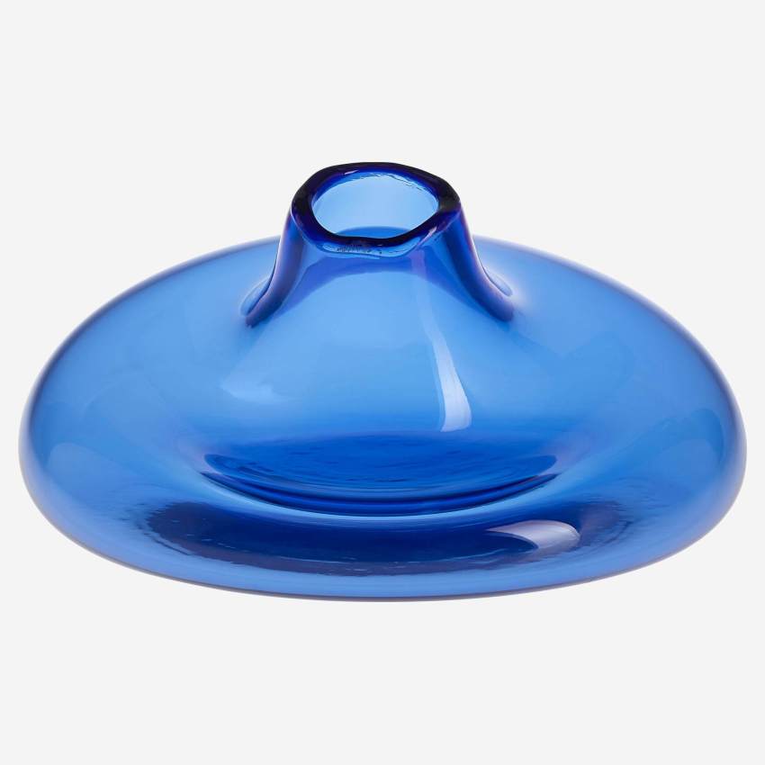 Jarrón de vidrio soplado - Azul - 11,5 cm