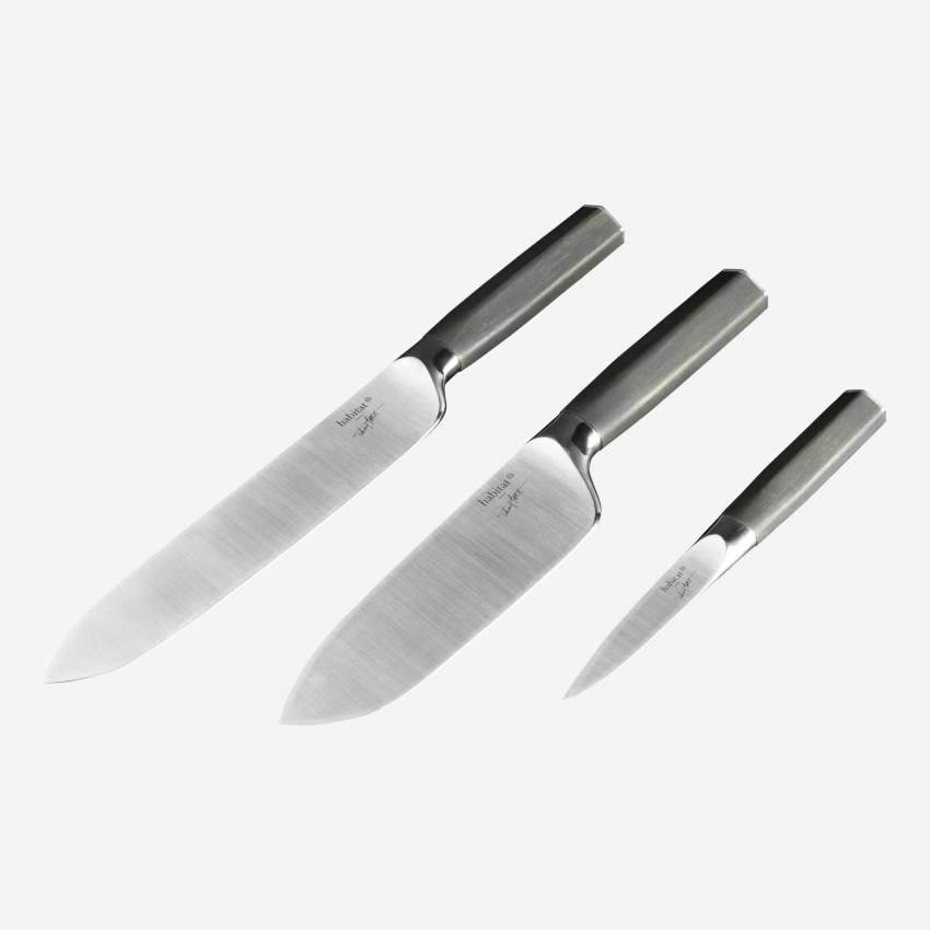 Set of 3 knives: paring, meat and vegetable