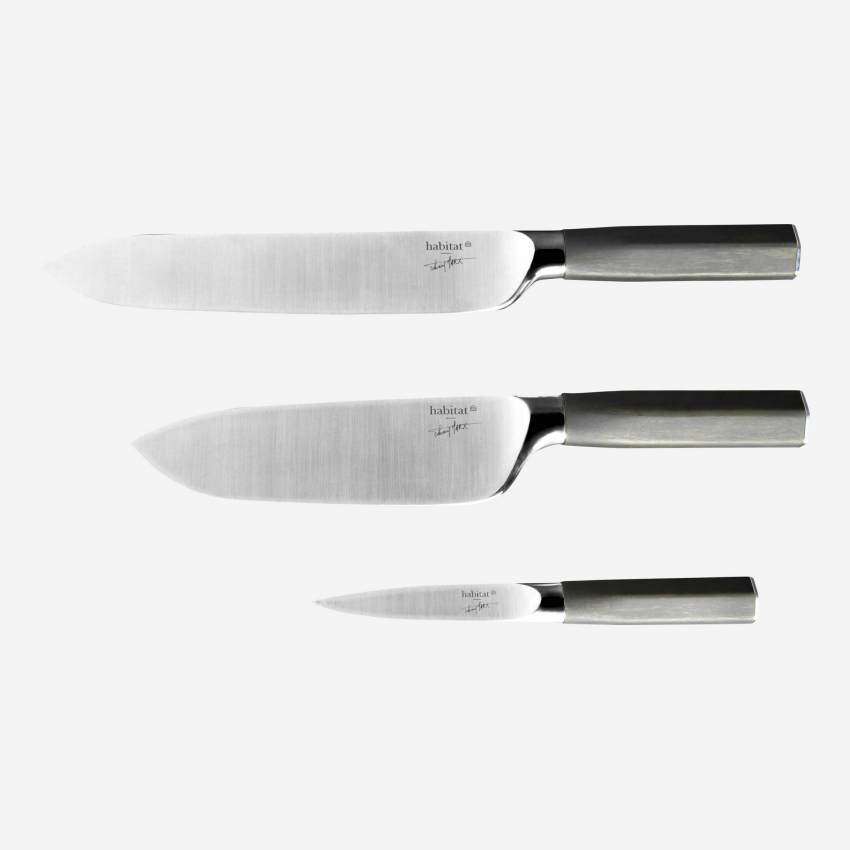Set de 3 couteaux : d'office, à viande et à légumes