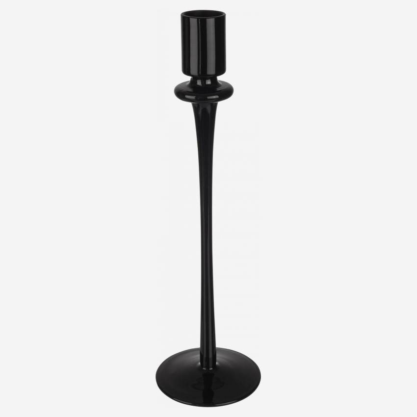 Black glass candlestick