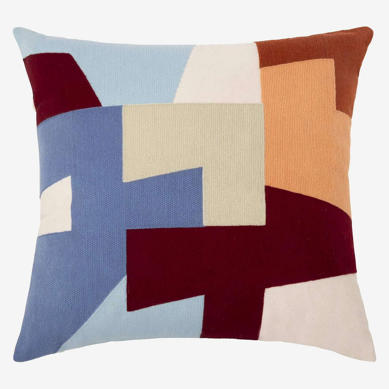 Coussin brodé en coton - 45 x 45 cm - Motif patchwork - Design by Floriane Jacques - 1