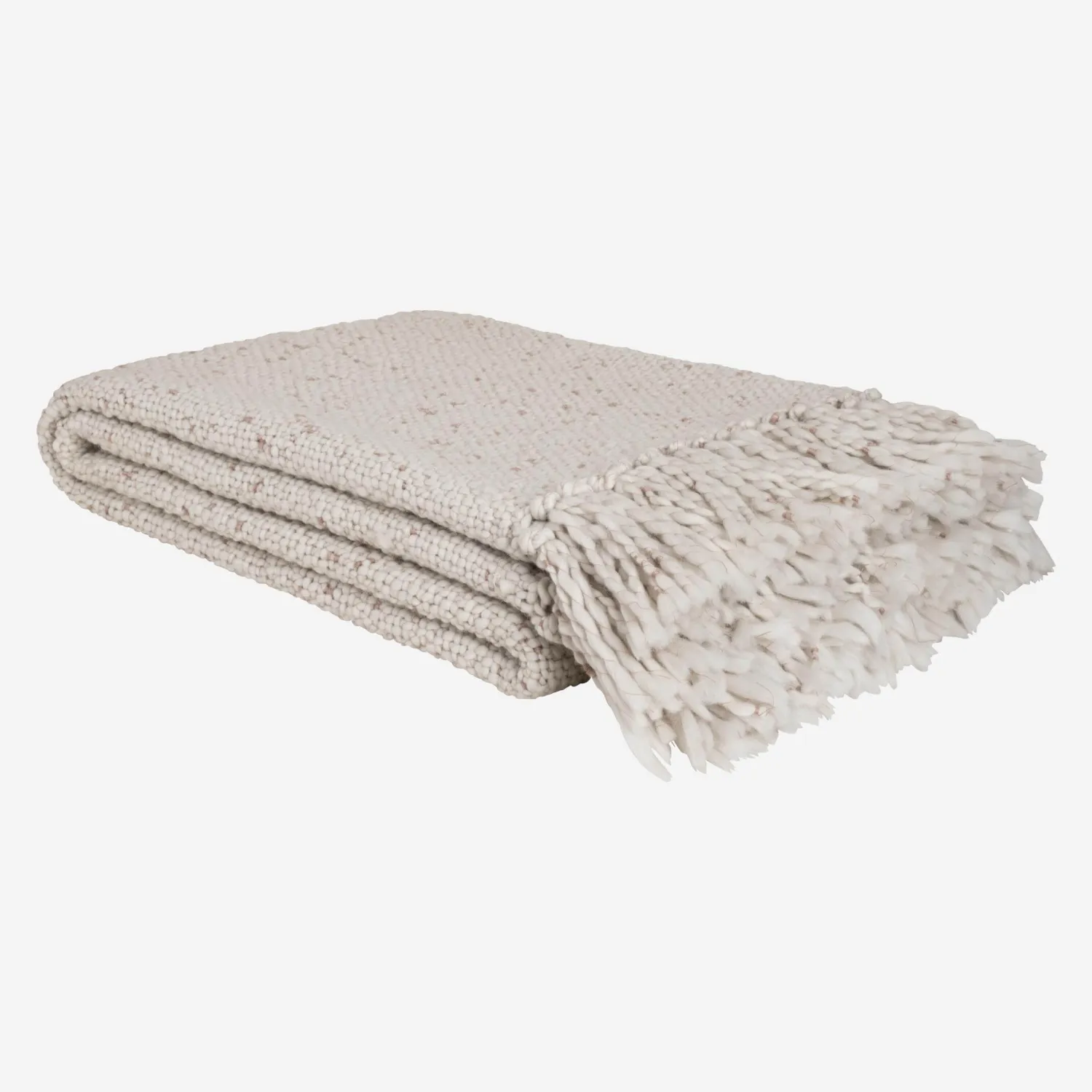 Plaid en laine - 170 x 130 cm - Beige - 1