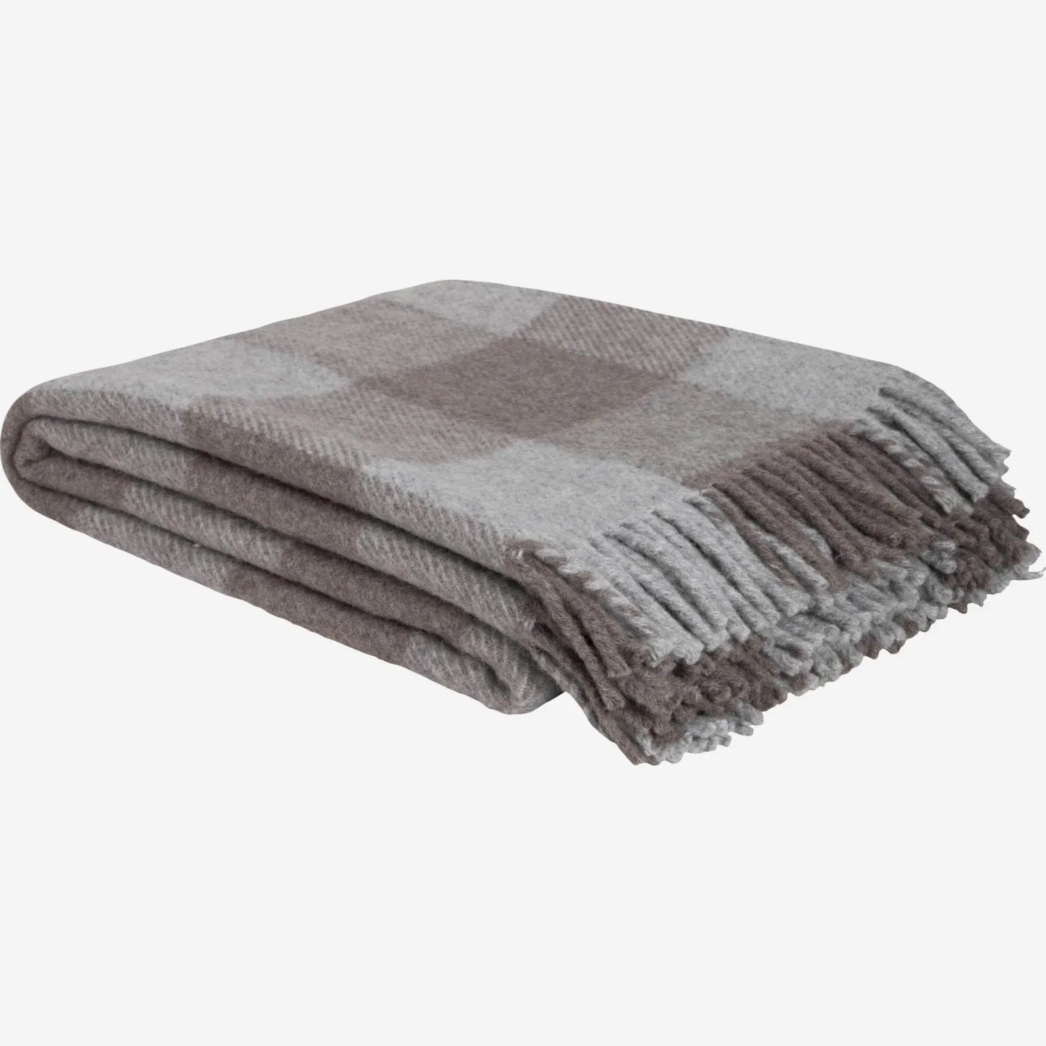 Plaid en laine - 170 x 130 cm - Marron