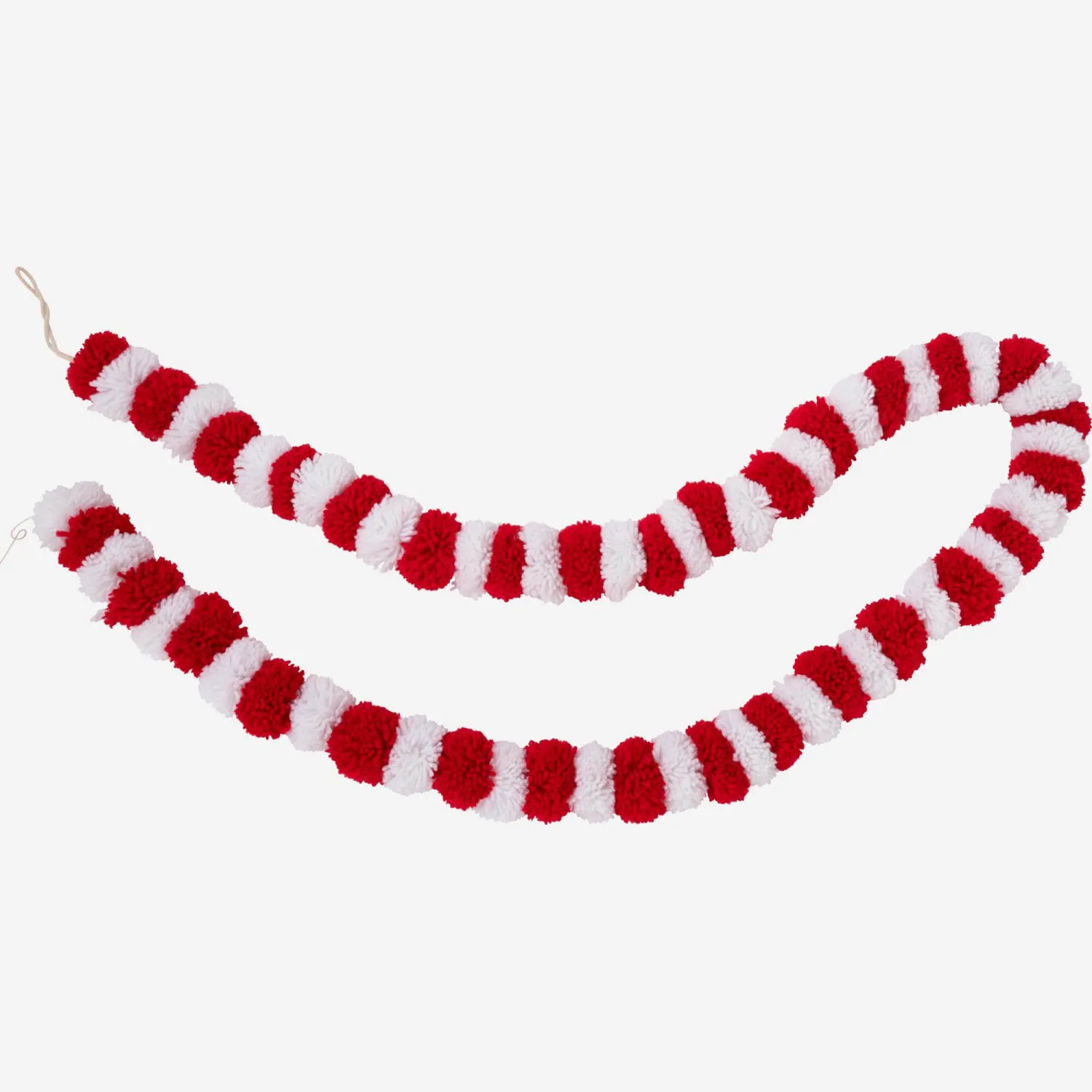 Décoration de Noël - Guirlande de pompons - Rouge et blanc