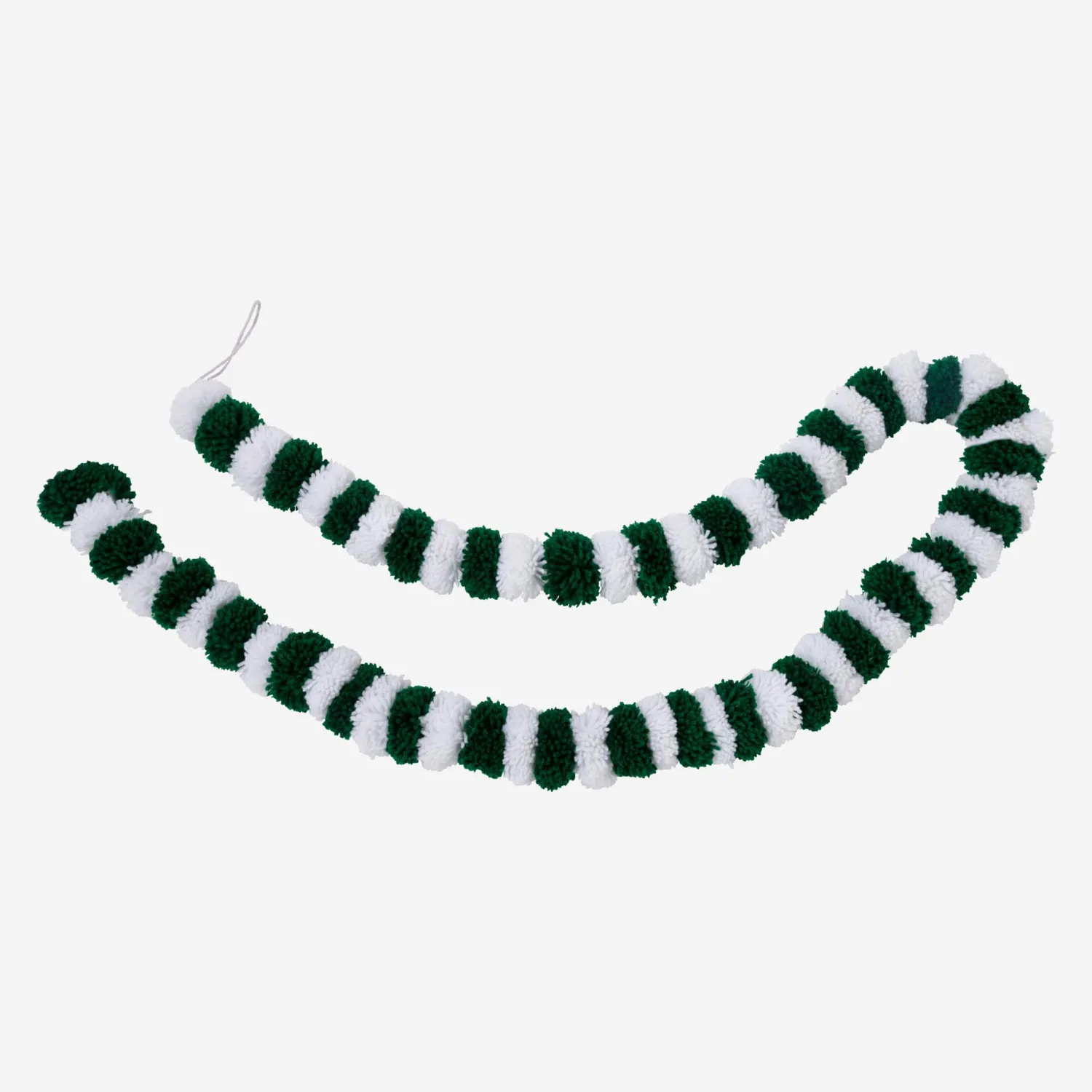 Décoration de Noël - Guirlande de pompons - Vert et blanc - 1