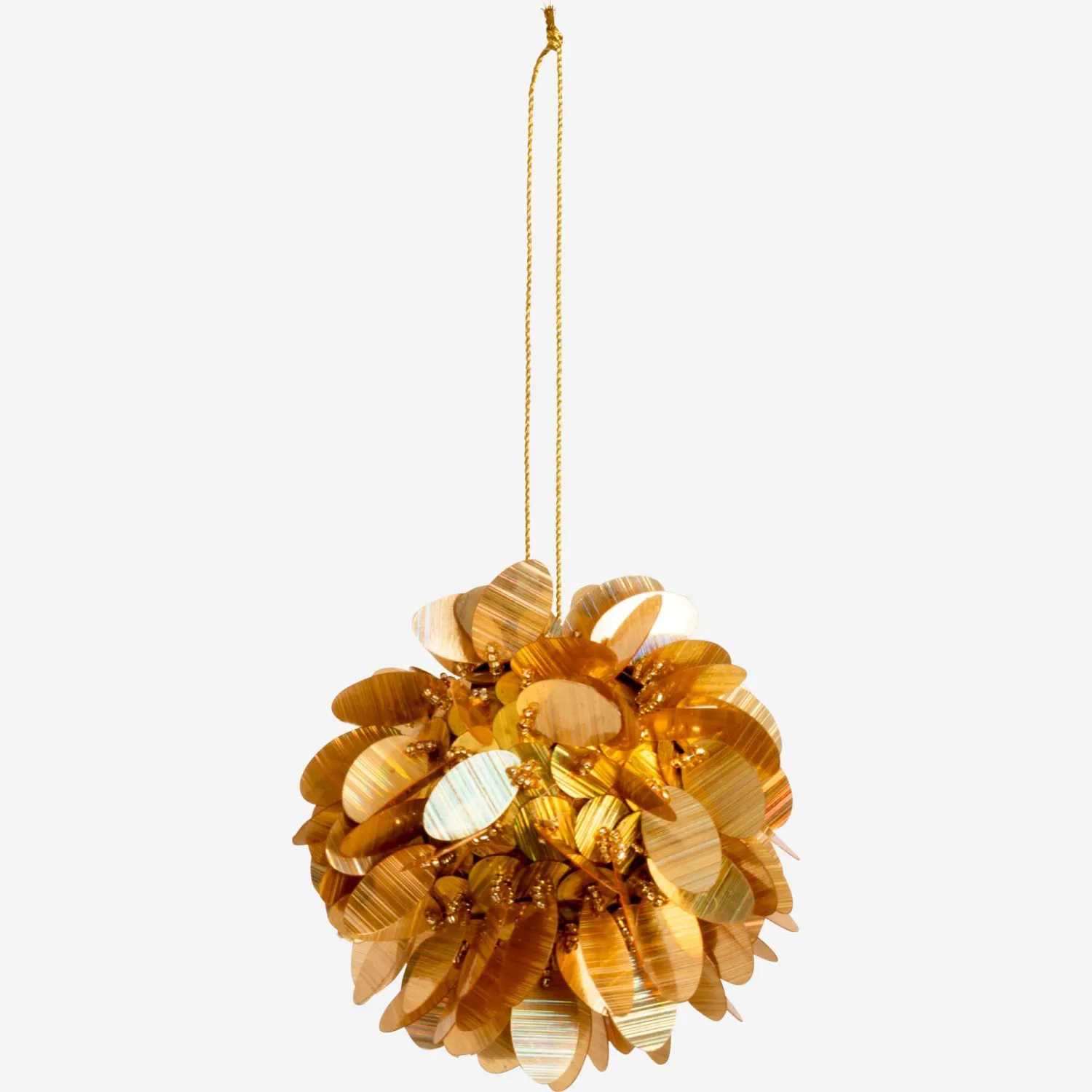 Décoration de Noël - Boule avec sequins et grosse perle - Dorée