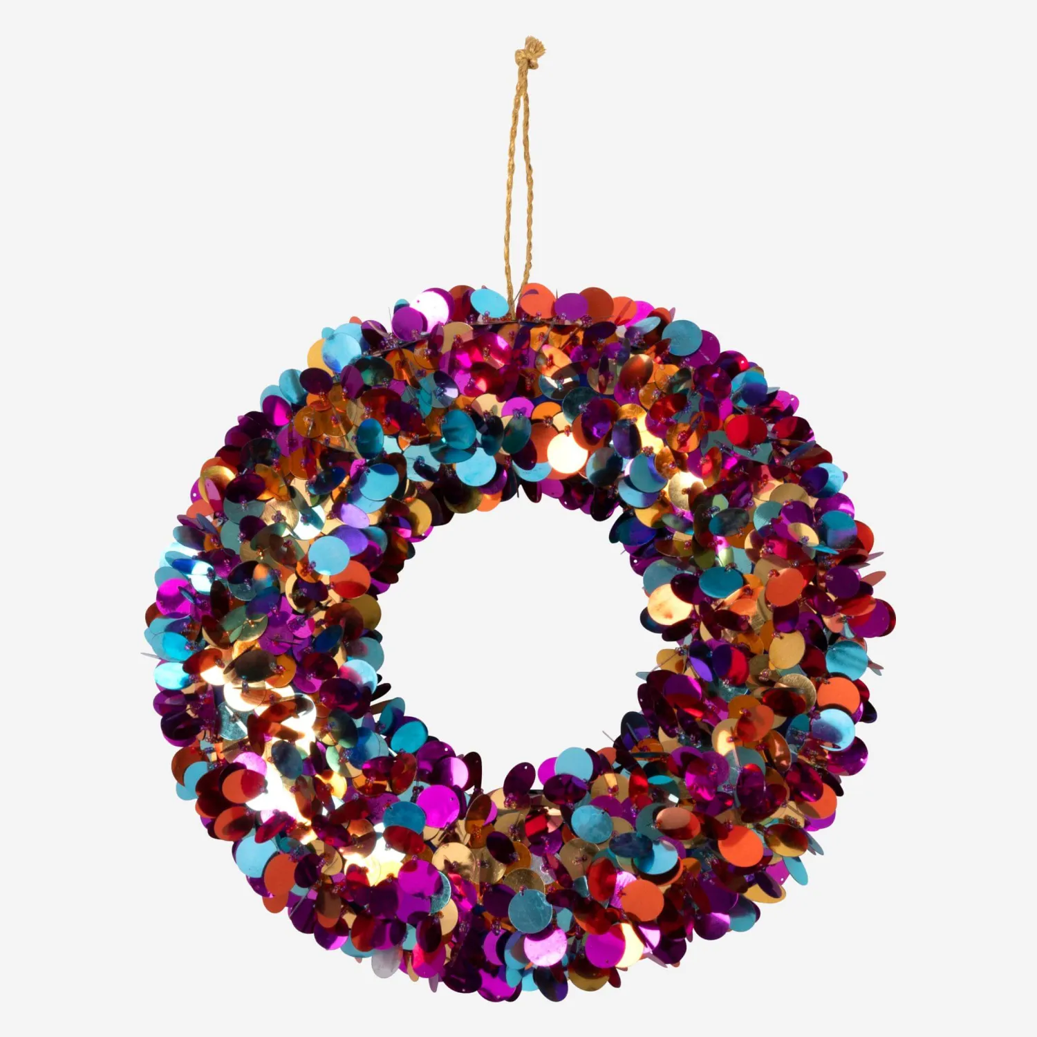 Décoration de Noël - Couronne à paillettes - Multicolore - 1