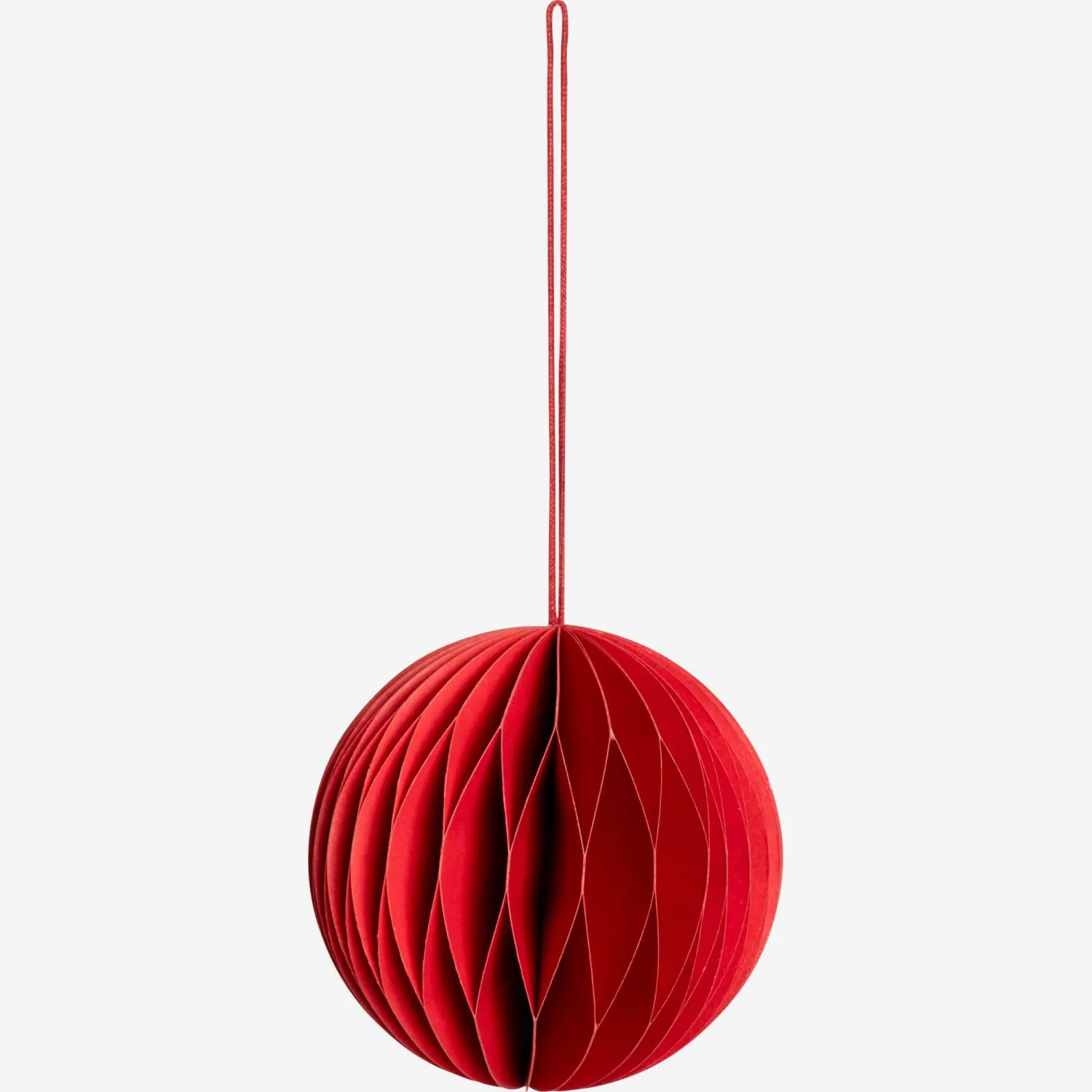 Décoration de Noël - Ornement Boule en papier plié à accrocher - Rouge