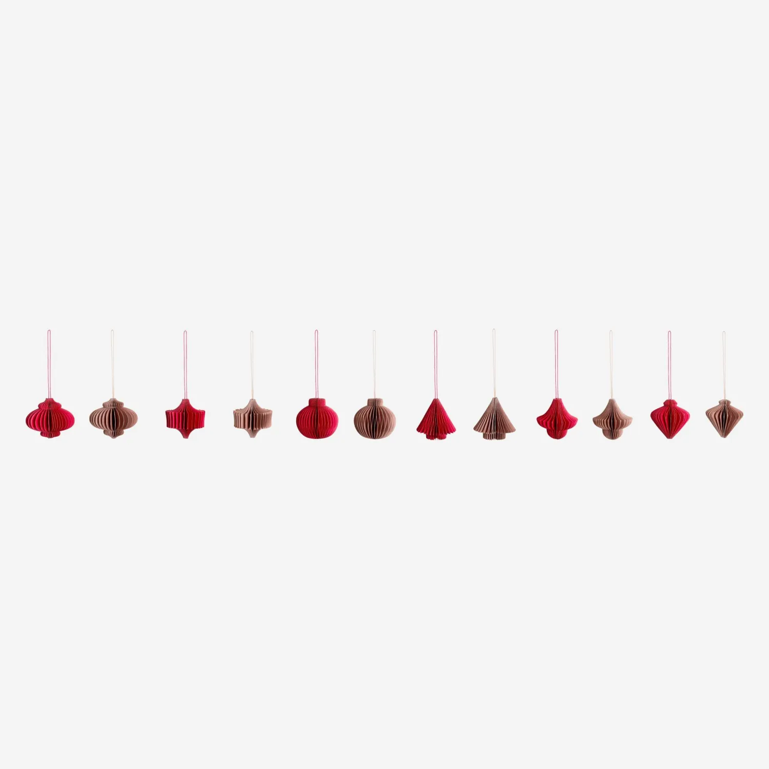 Décoration de Noël - Guirlande en papier plié - Rouge et rose - 1
