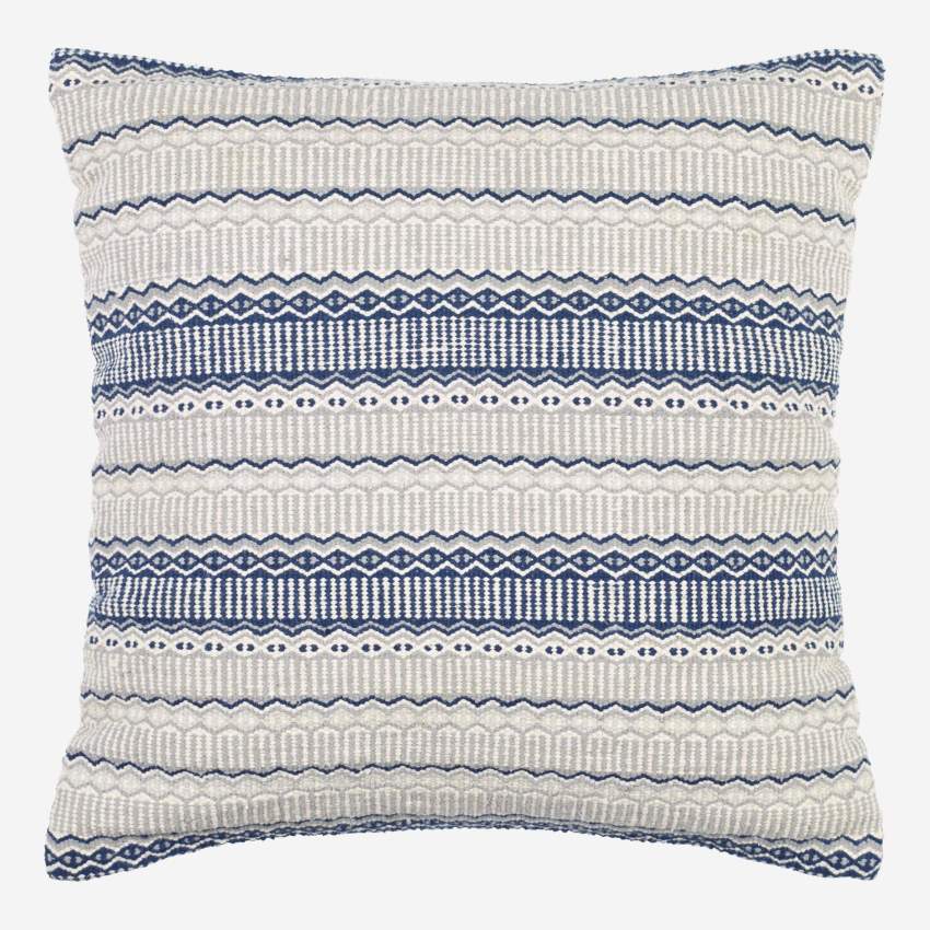 Cushion 45x45cm, beige and blue