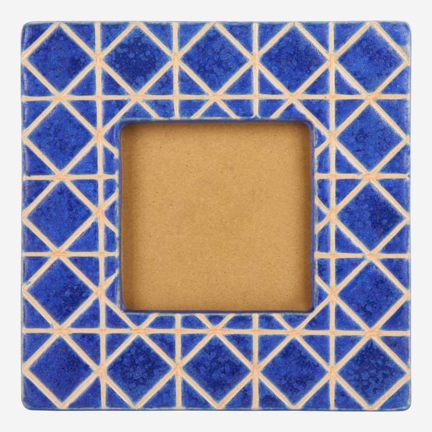 Photo frame made of earthenware 21x21cm, blue