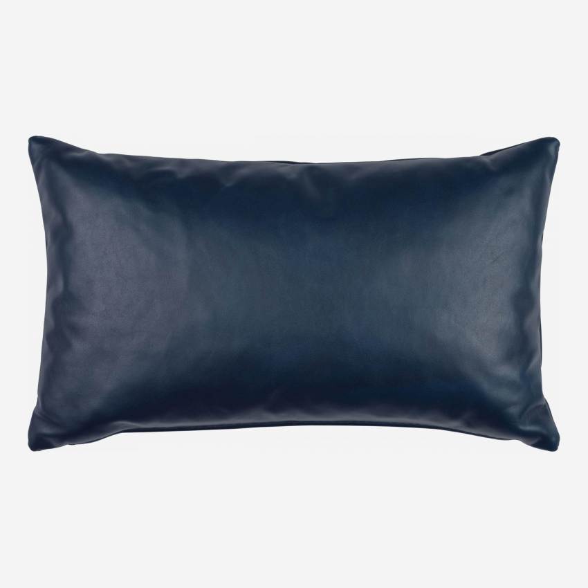 Cushion 30x50 made of aniline leather, blue