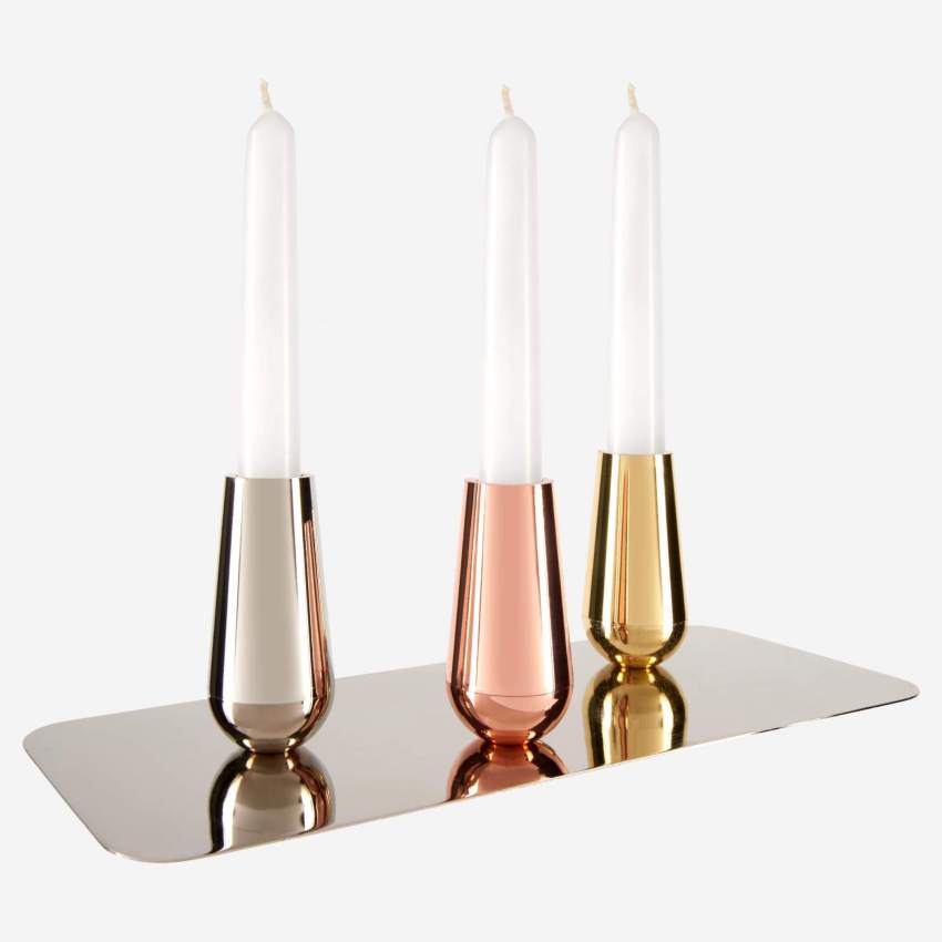Set of 3 magnetic candle holders made of metal - Design by Spyros Kizis