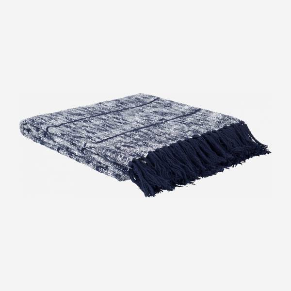 Strukturierter Plaid 130x150 cm, aus Baumwolle, blau
