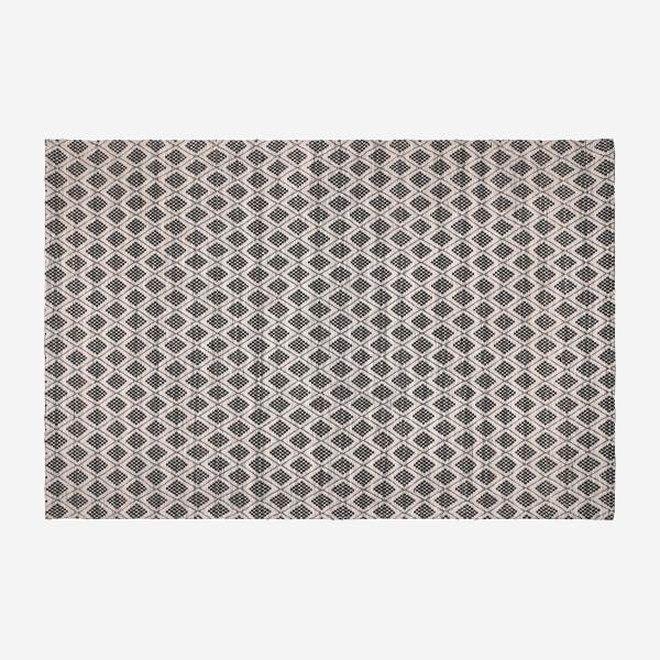 Woven Wool Rug Black and White 170x240cm