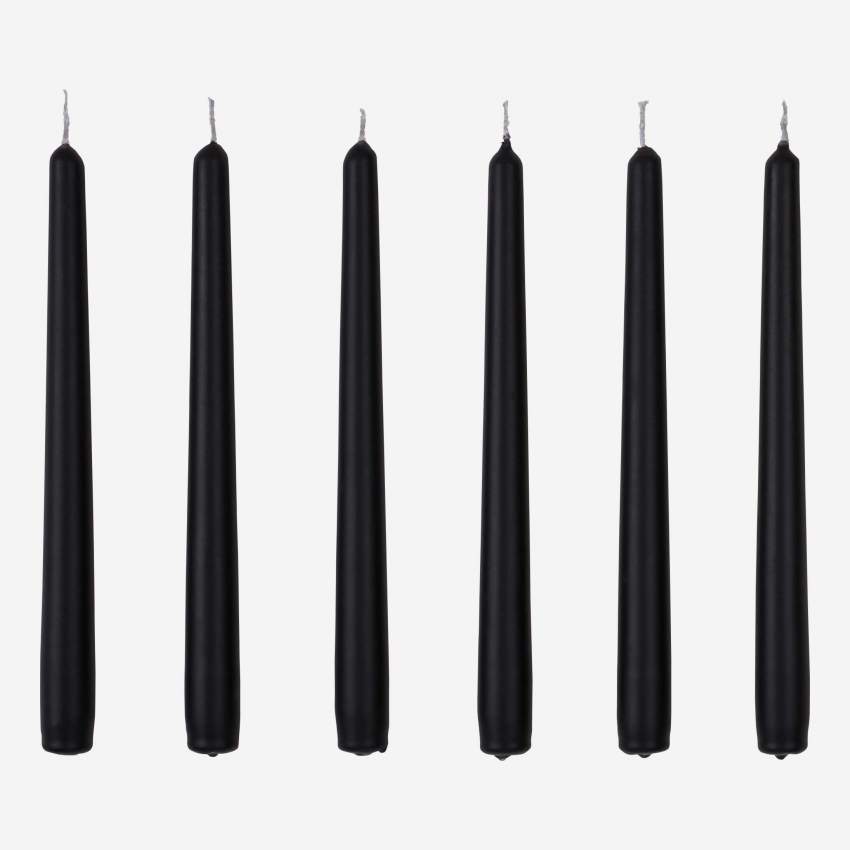 6er-Set Kerzen, schwarz 