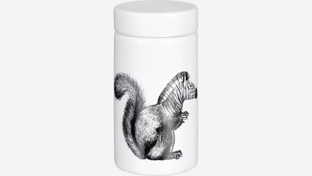 Squirrel Patterned Earthenware Spice Jar White