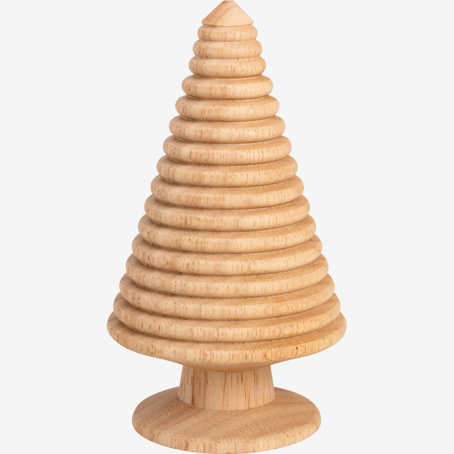 Décoration de Noël - Petit sapin rayé en bois à poser - Naturel