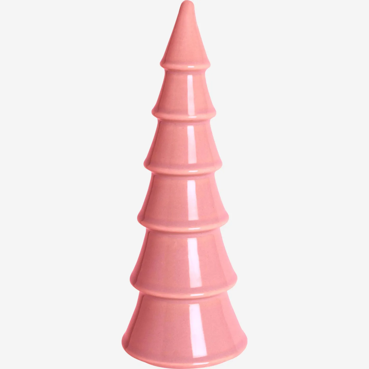 Décoration de Noël - Sapin strié en porcelaine - Rose