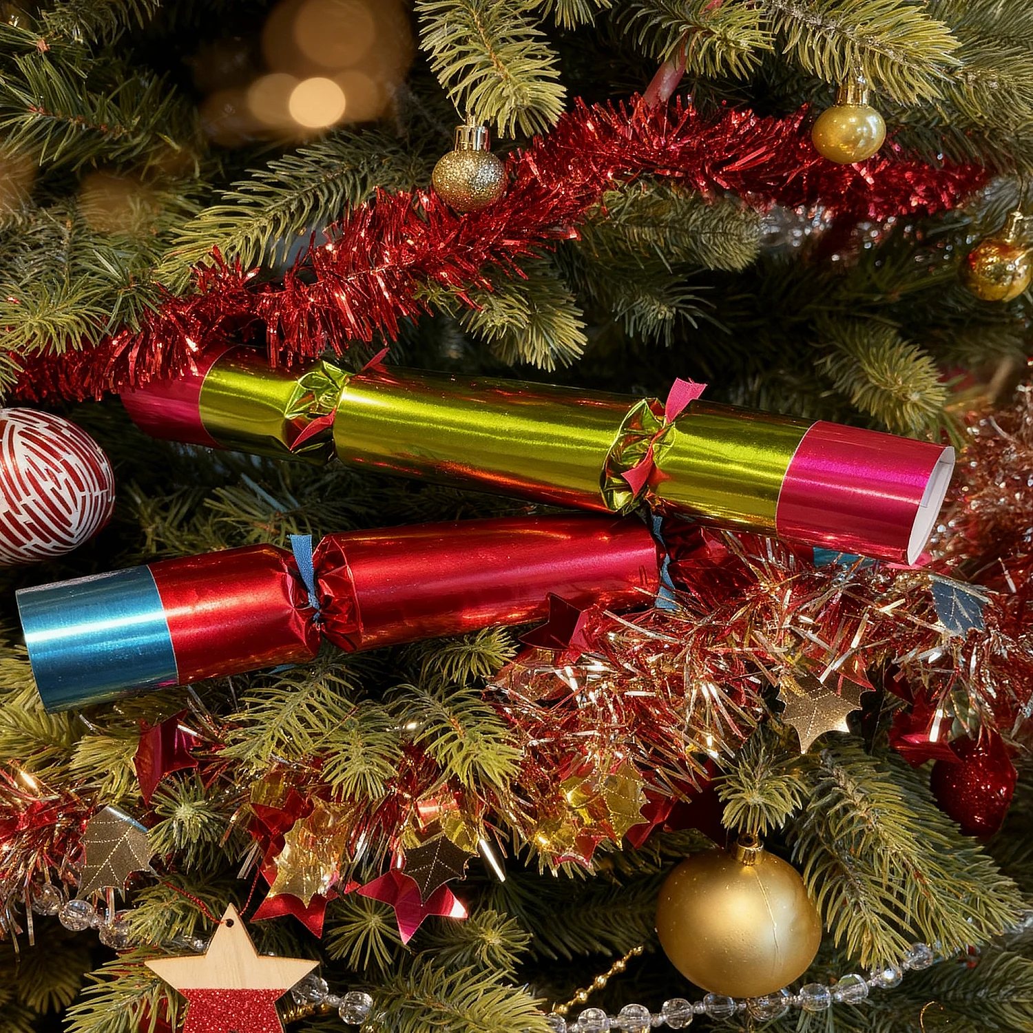 Décoration de Noël - Lot de 6 crackers traditionnels faits main - Multicolore - 1