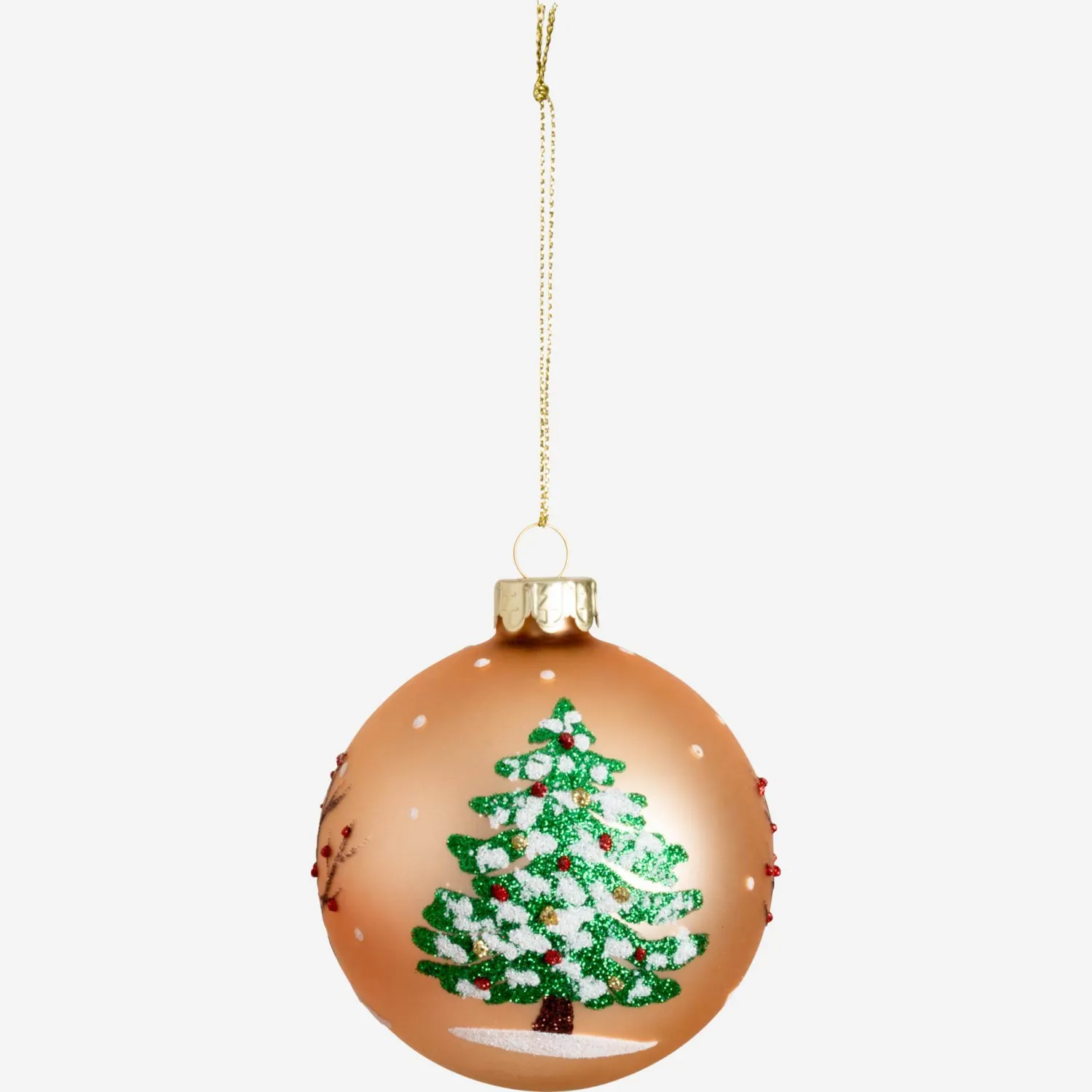Décoration de Noël - Boule avec motif sapin en verre - Doré