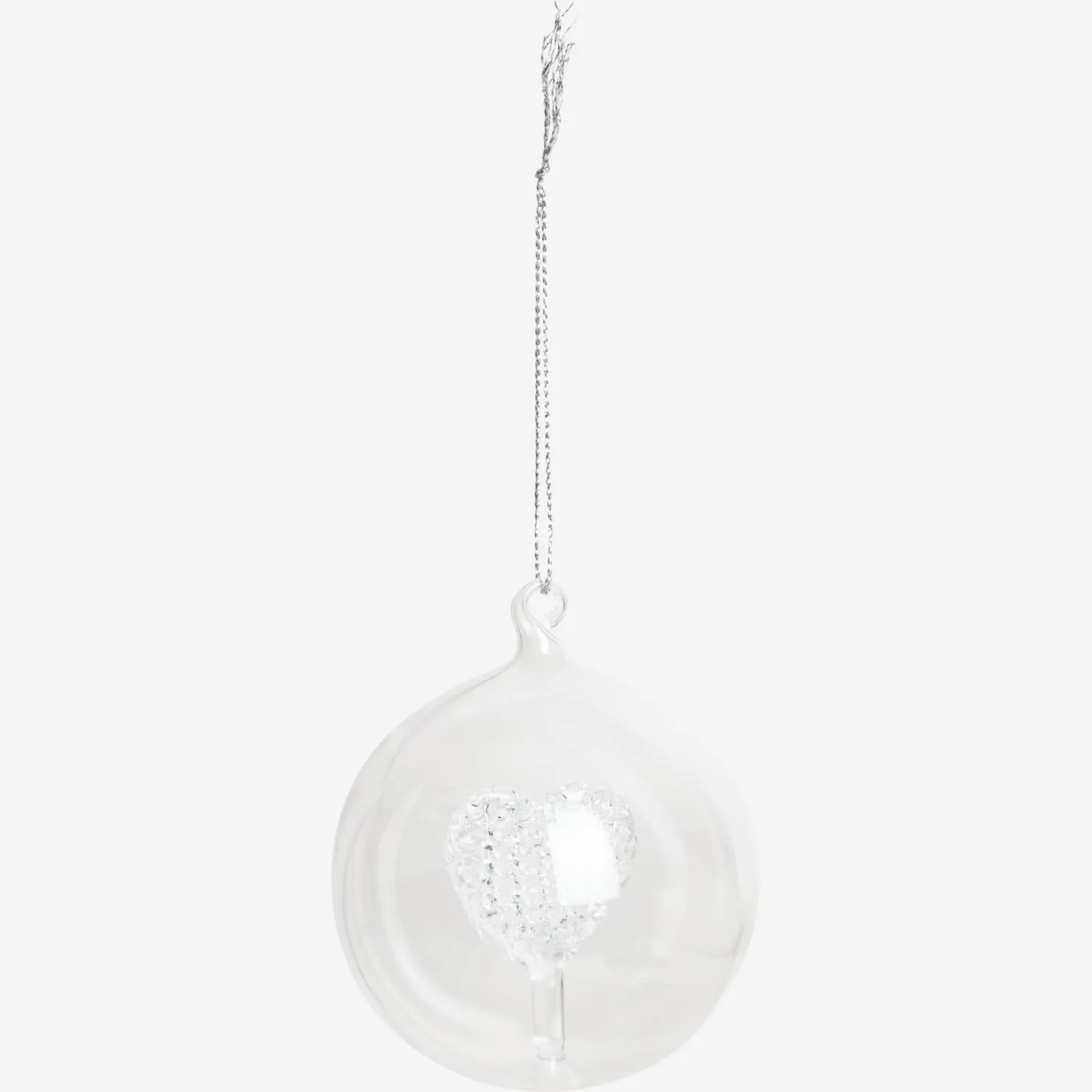 Décoration de Noël - Boule en verre avec cœur - Transparent