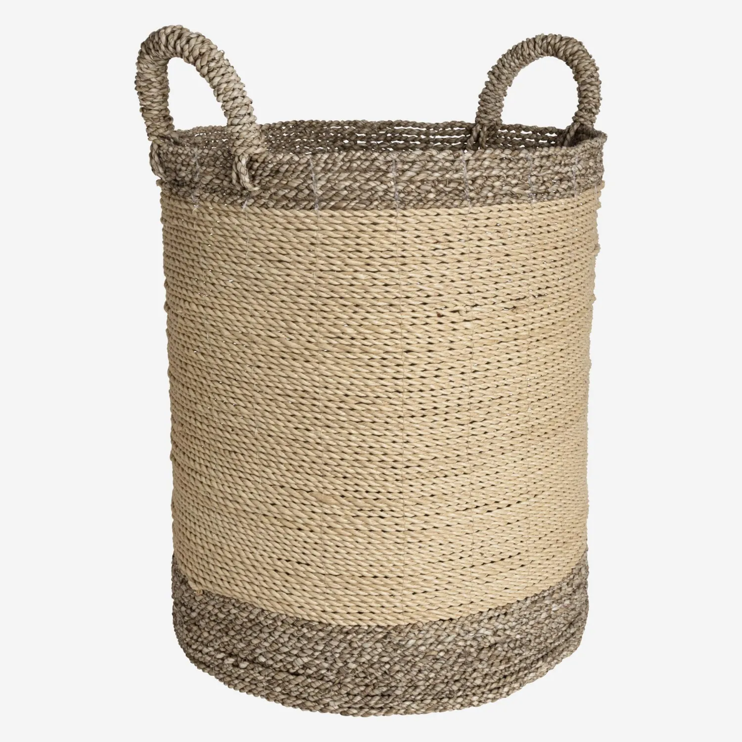 Panier de rangement en jonc de mer - 40 x 50 x 40 cm - Naturel