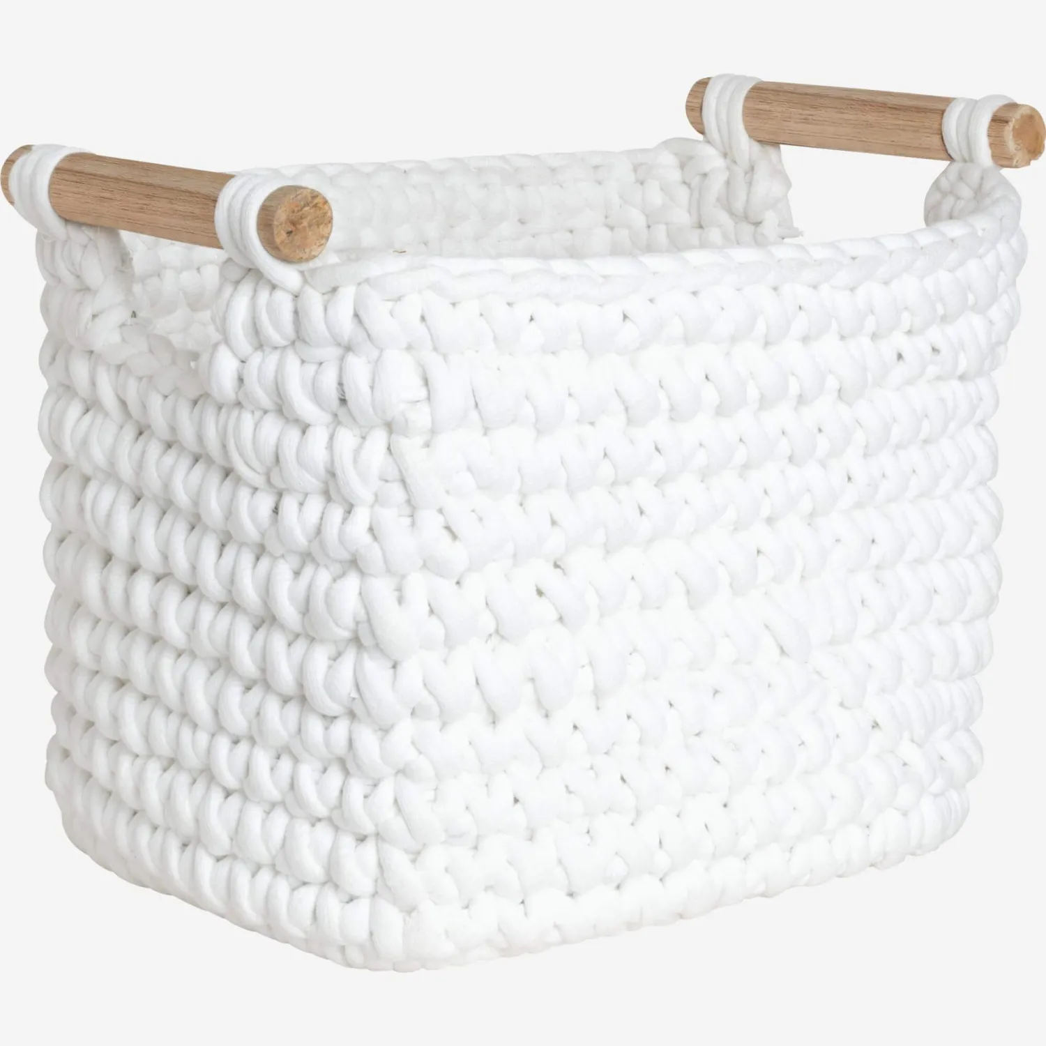 Panier de rangement rectangulaire en tissu - 35 x 25 x 25 cm - Blanc