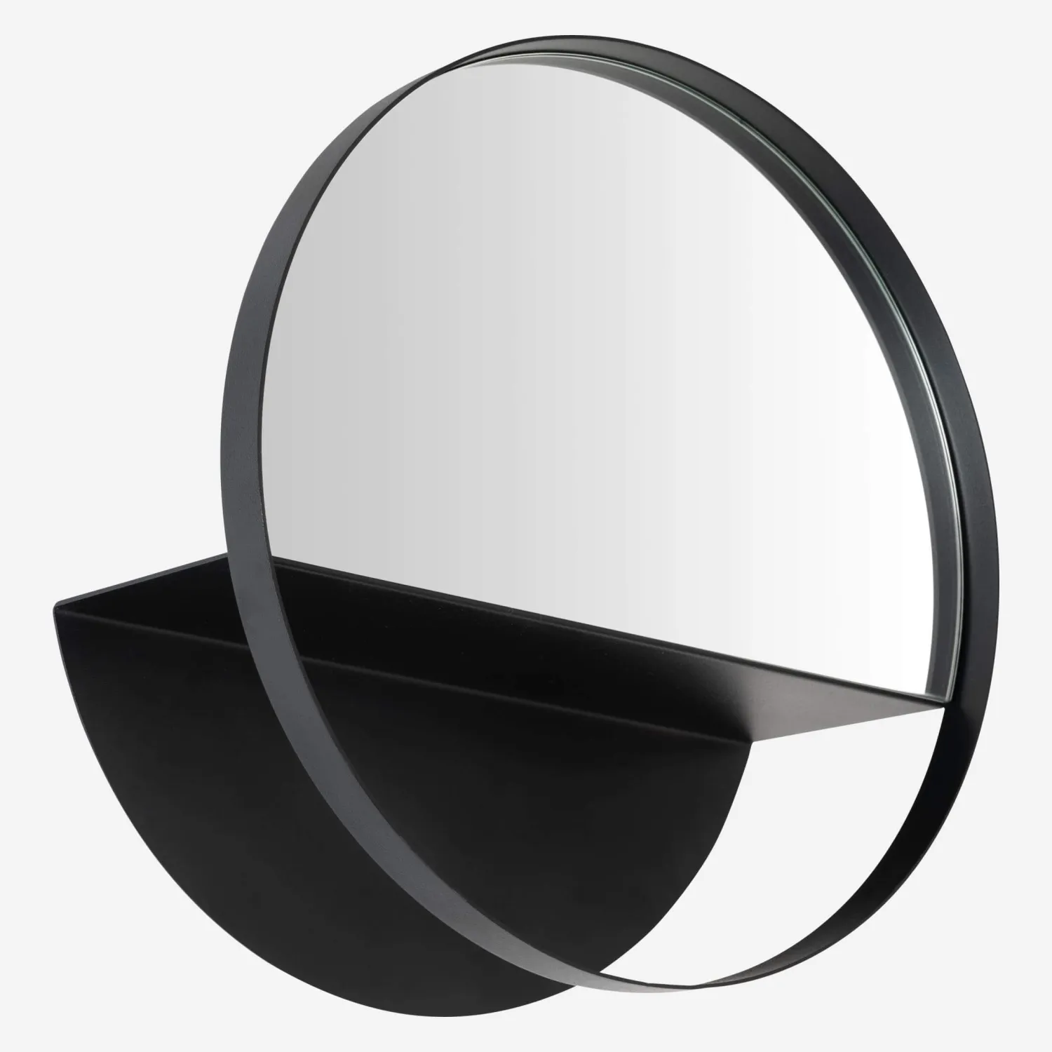 Porte-serviettes avec miroir en métal - Noir - 1