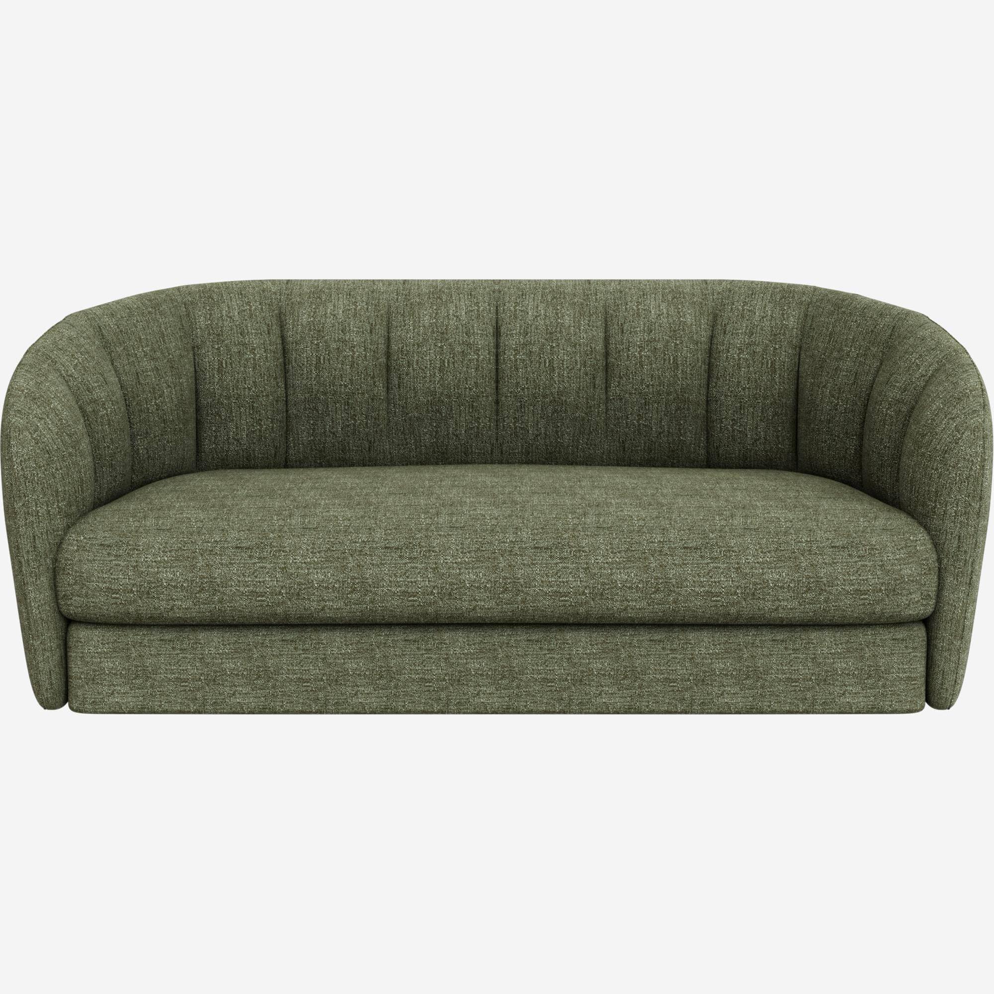 Abgerundetes 3-Sitzer-Sofa aus Lucca-Stoff - Moosgrün