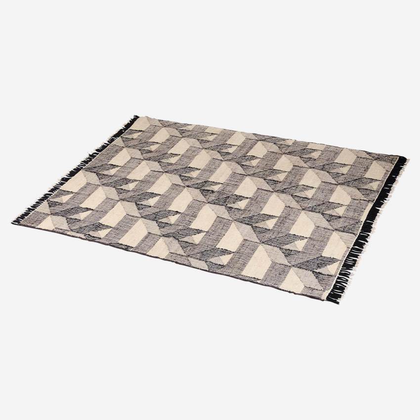 Gewebter Teppich aus Jute und Baumwolle - 170 x 240 cm - Grau
