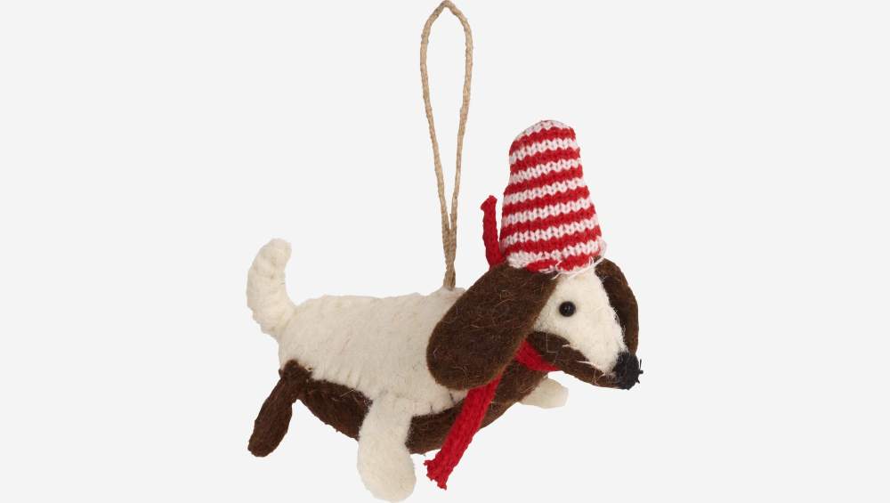 Weihnachtsdekoration - Grauer Hund aus Filz zum Aufhängen 