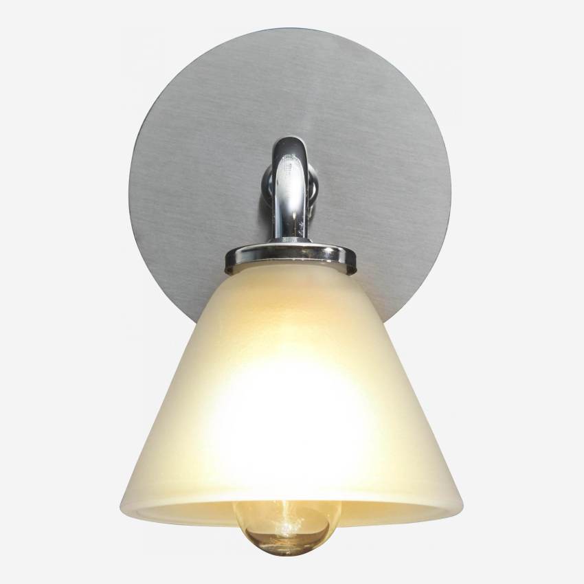 Wall light with 1 glass globe on nickel plate